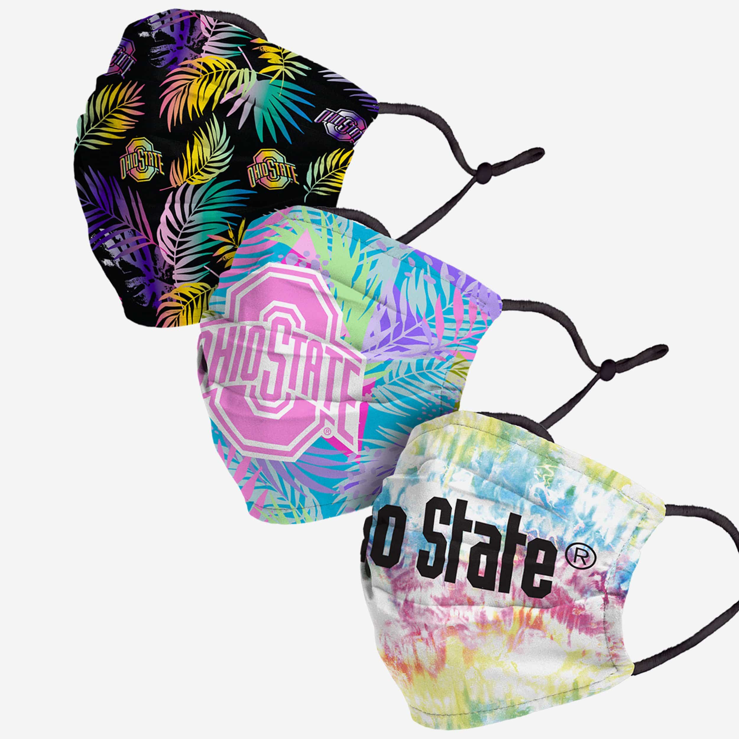 Ohio State Buckeyes Neon Floral 3-Pack Face Covers - Stand Out with Team Pride!