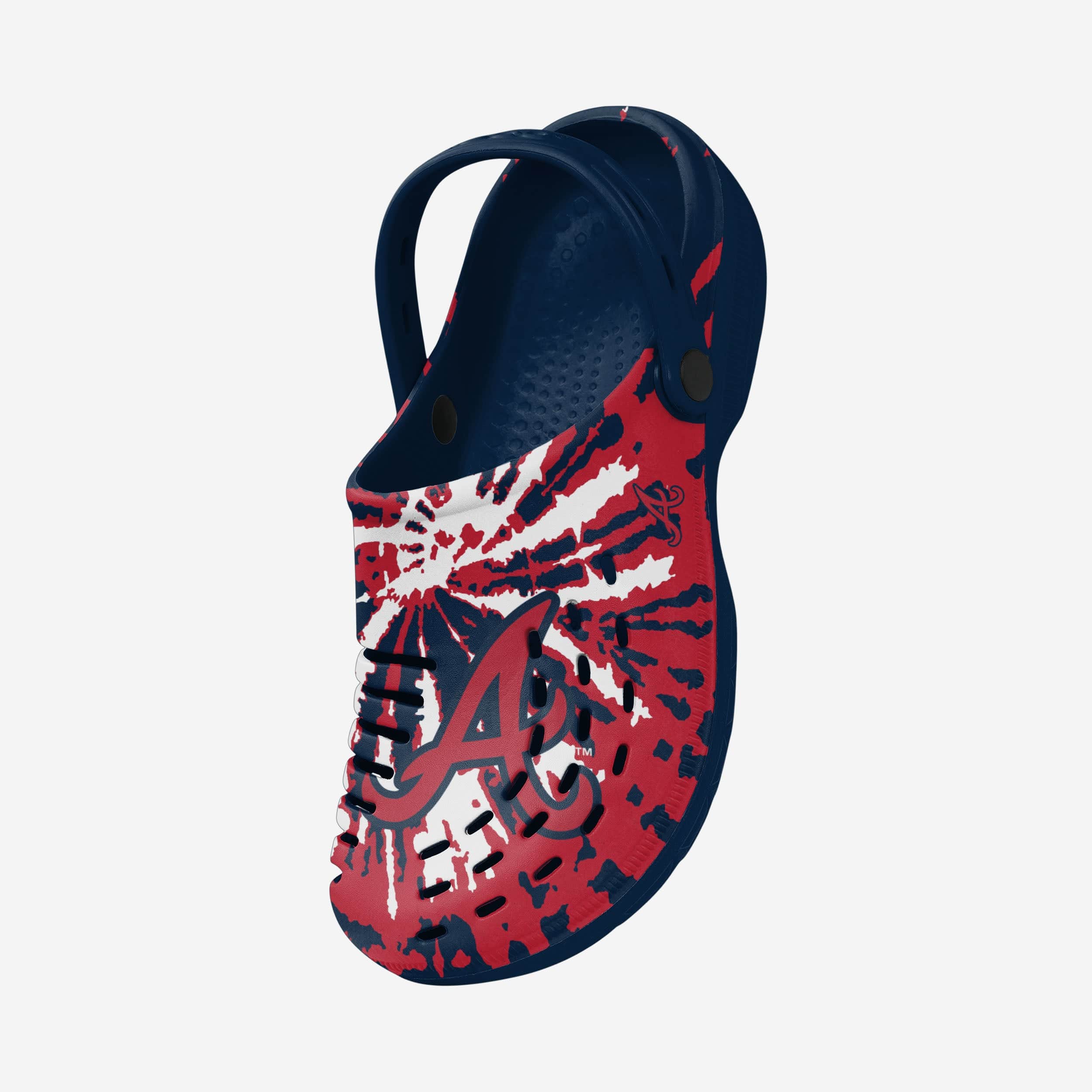 Atlanta Braves Stylish Tie - Dye Clogs with Straps