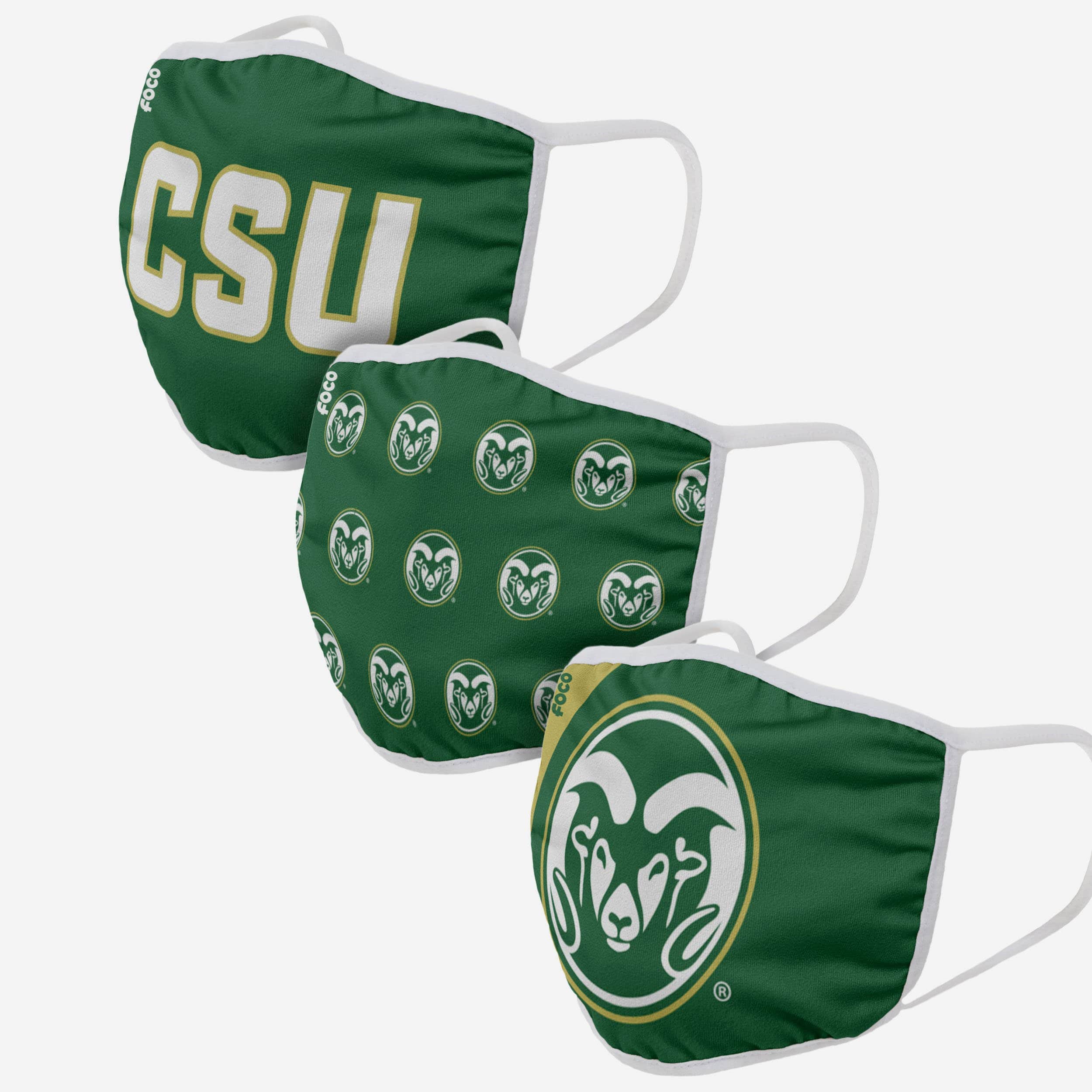 Colorado State Rams 3-Pack Fashion Face Covers - Represent Your Team in Style!