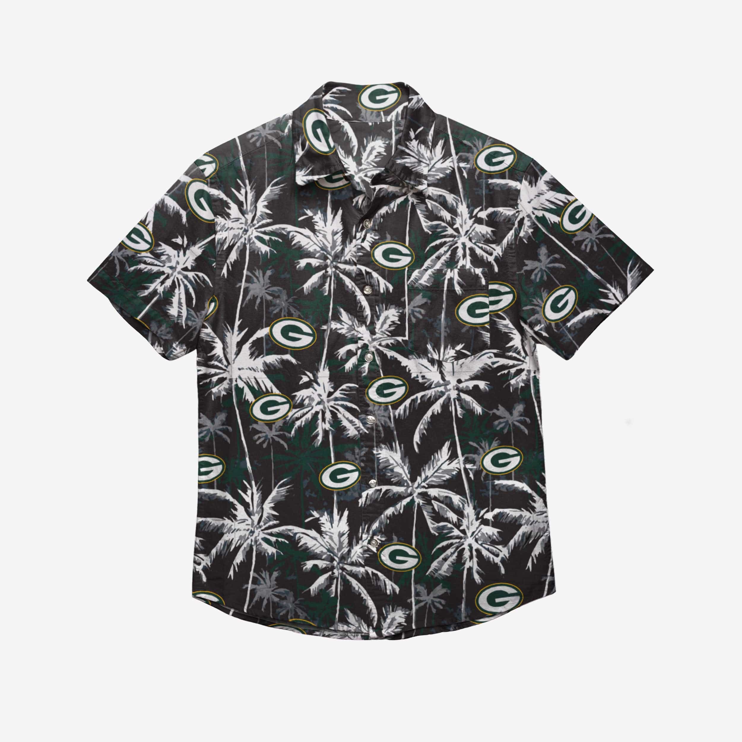 Stunning Green Bay Packers Black Floral Button-Up Shirt