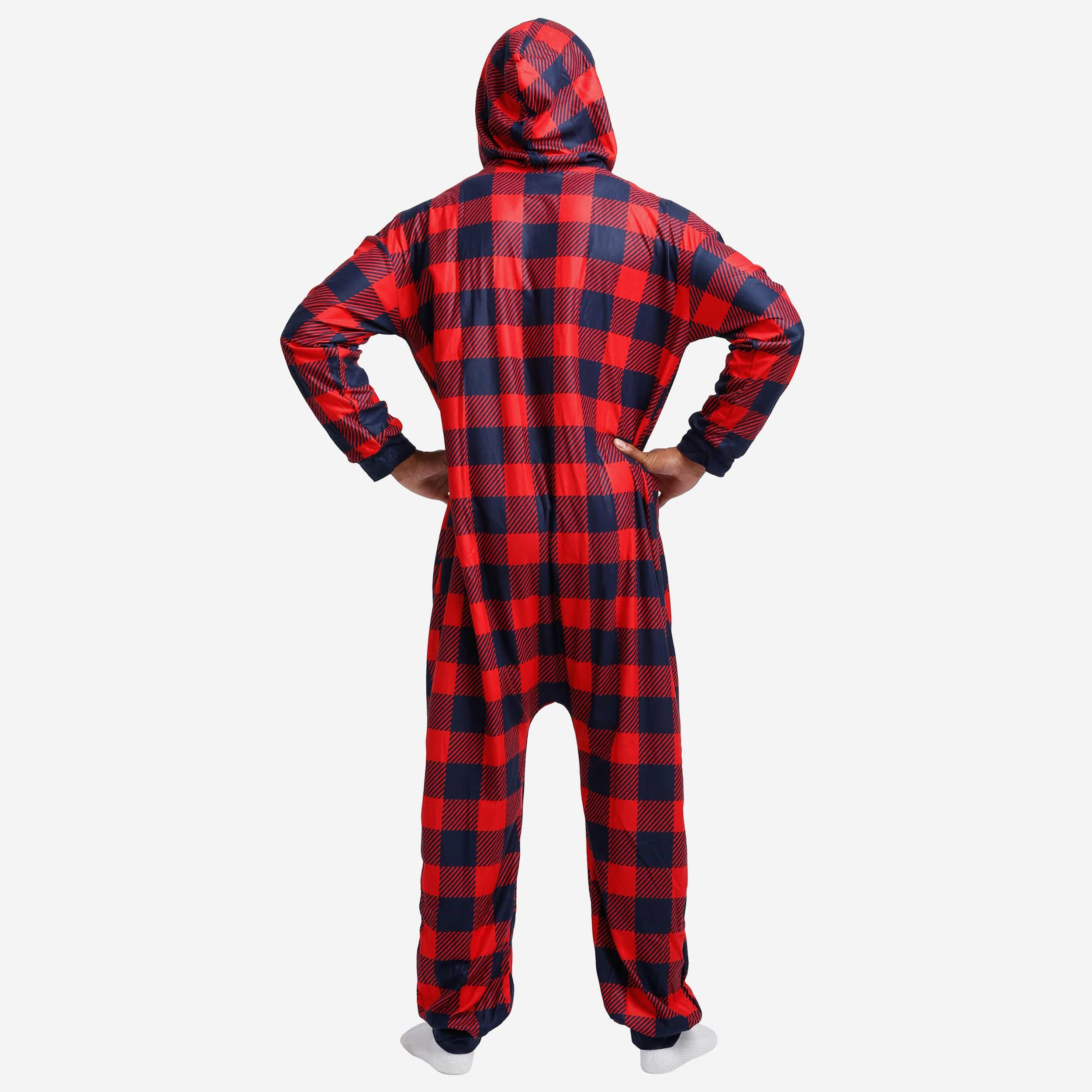 New England Patriots Plaid Onesie Pajamas - Ideal for Family Holidays!