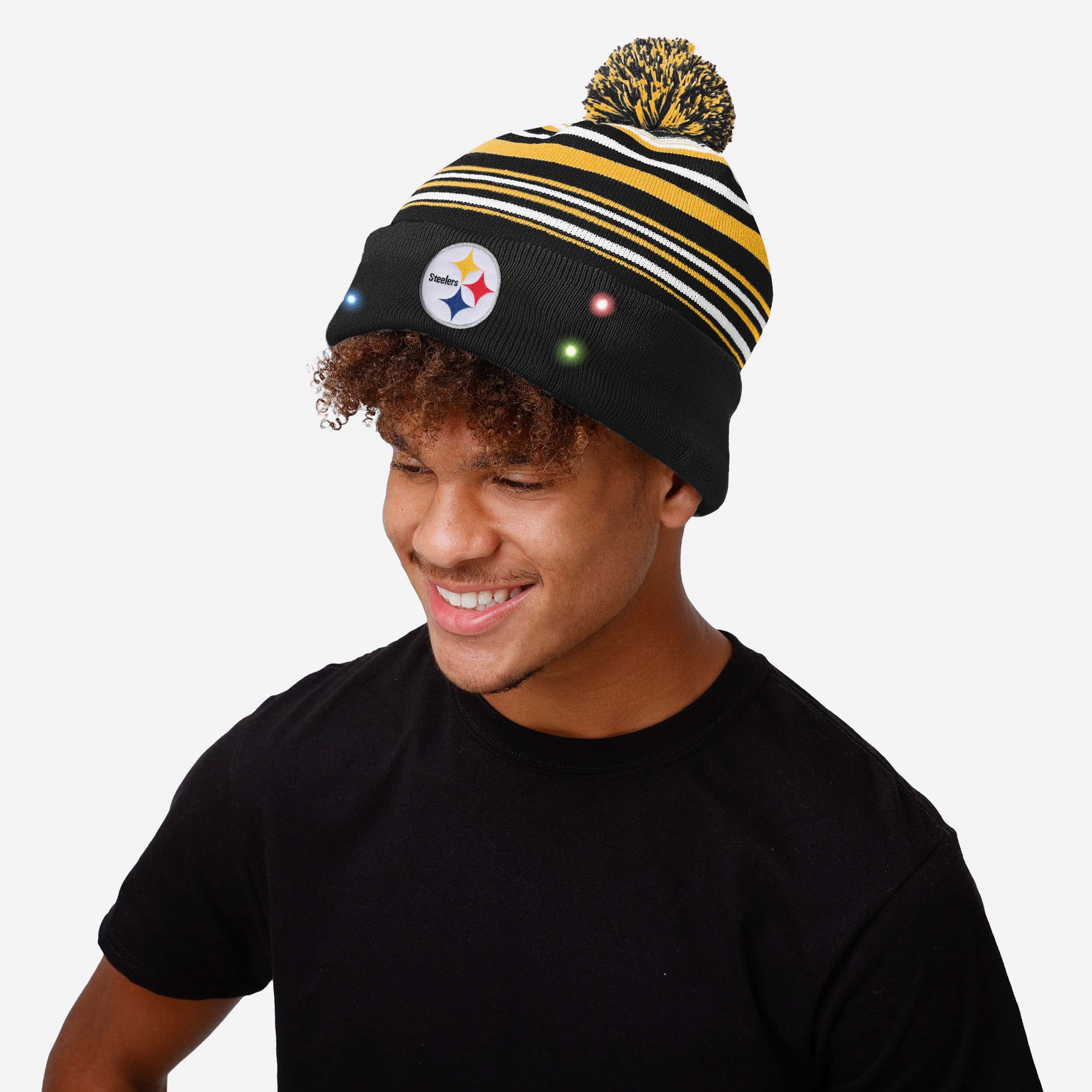 Pittsburgh Steelers Horizontal Stripe Illuminated Beanie - Show Your Team Spirit!