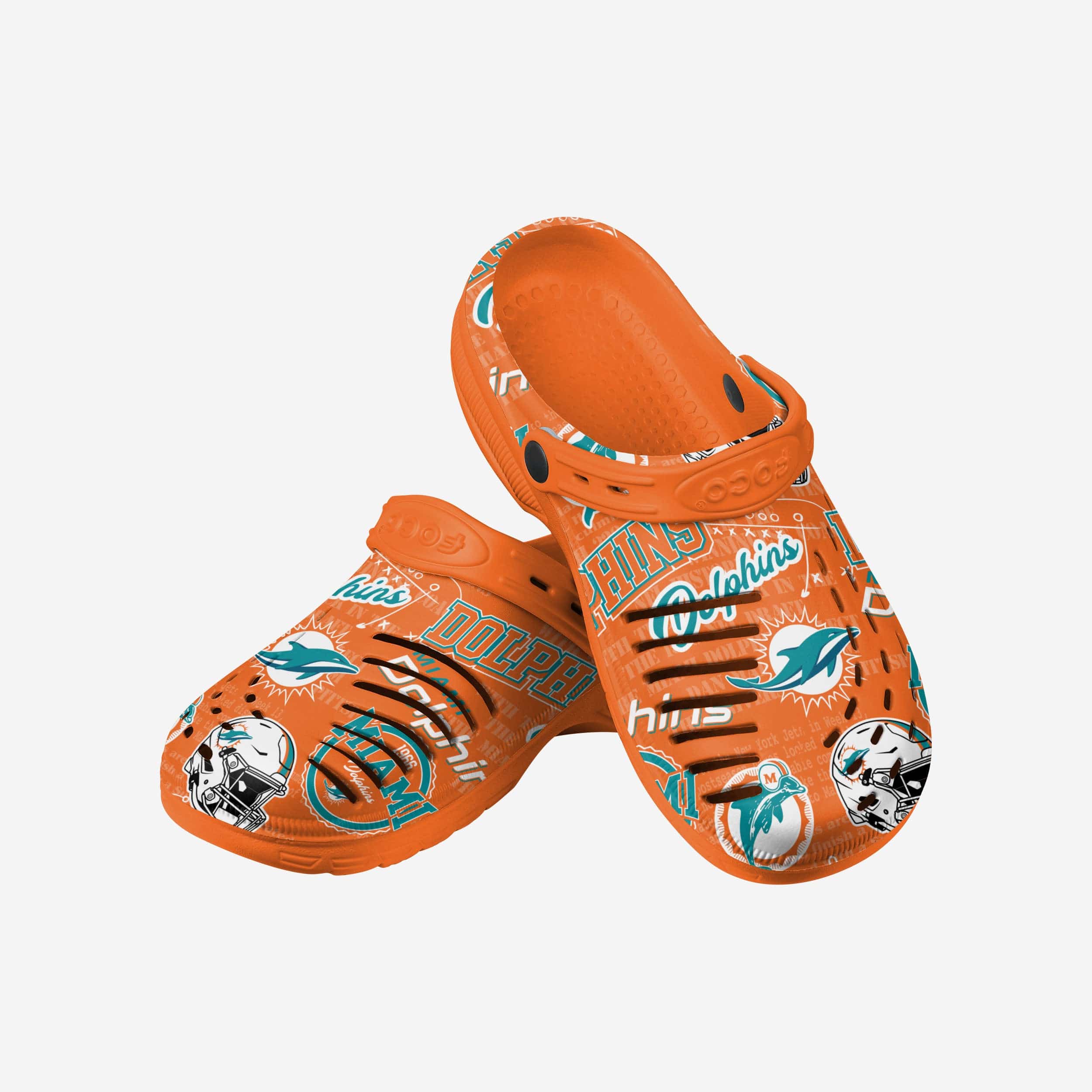 Miami Dolphins Time-Traveling Print Clogs with Straps