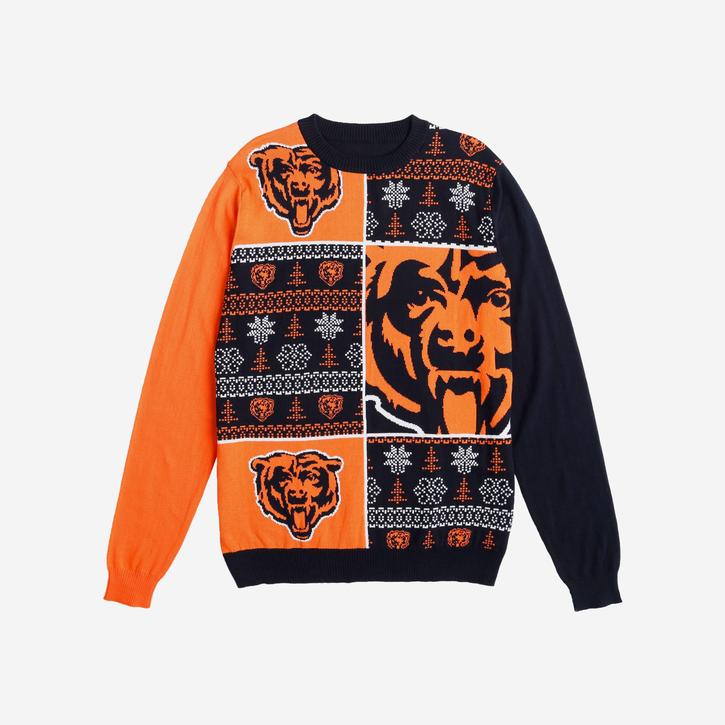 Festive Chicago Bears Busy Block Snowfall Holiday Sweater
