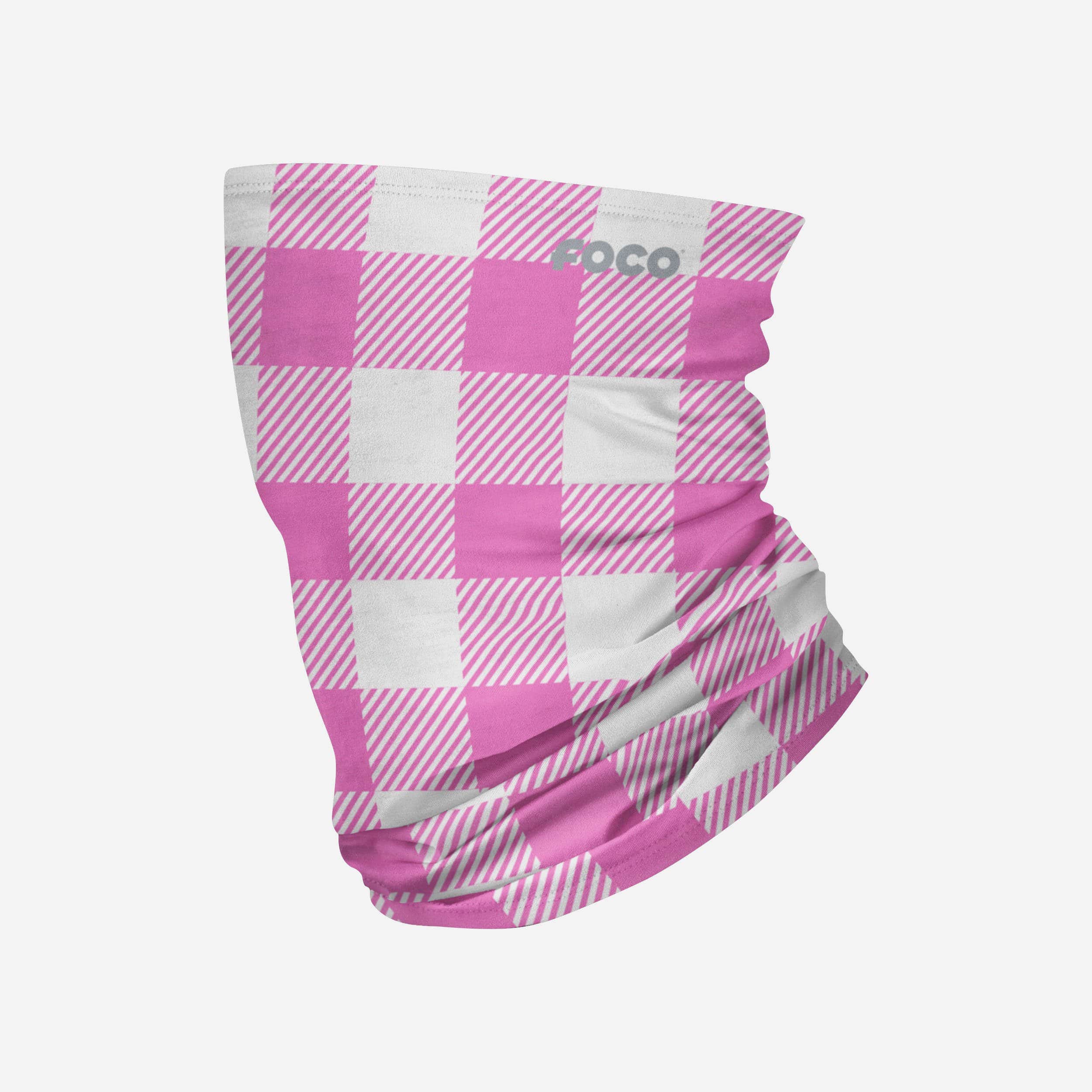 Stylish Pink Plaid Polyfleece Gaiter Scarf - Your Fashion Must-Have!