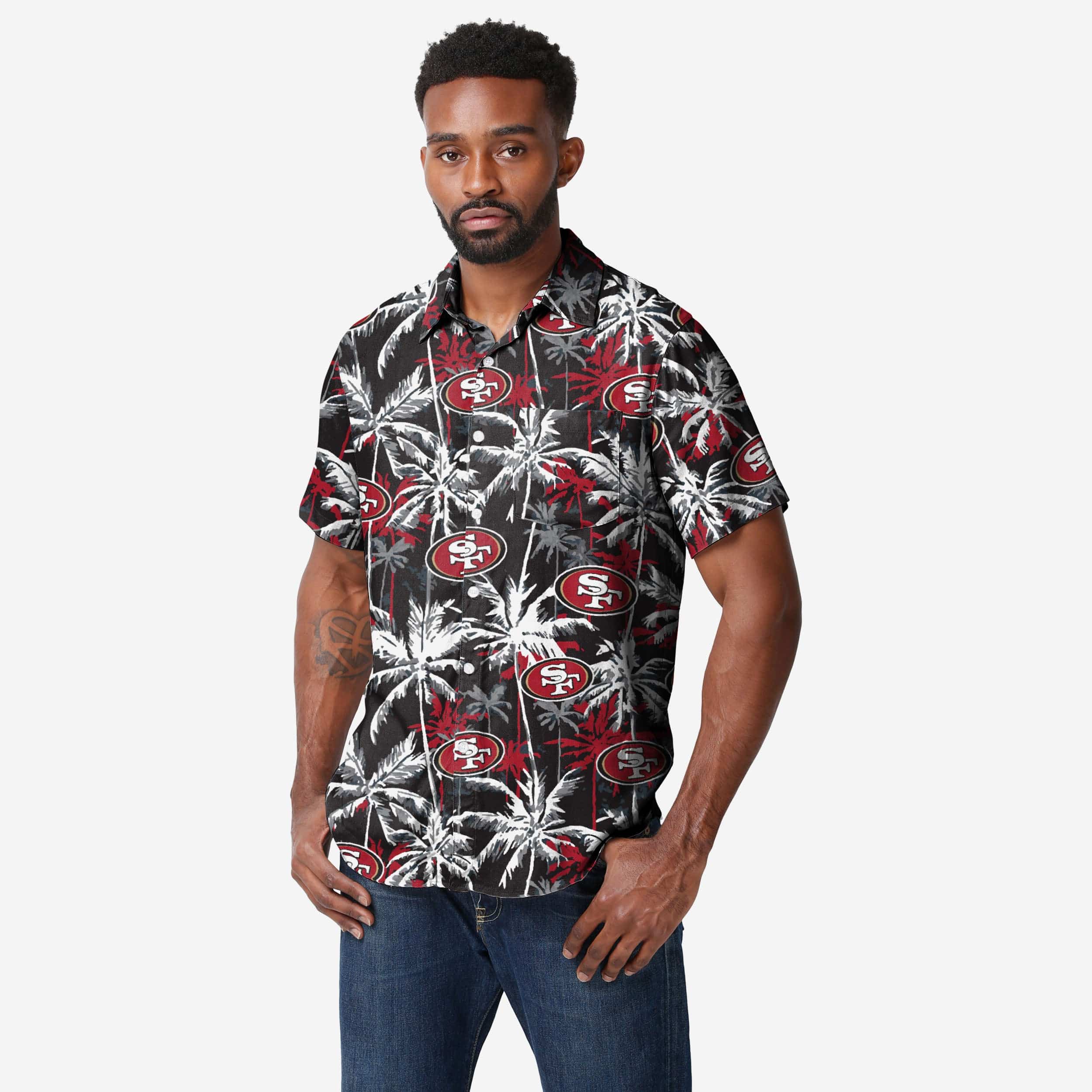 San Francisco 49ers Black Floral Button Up Shirt