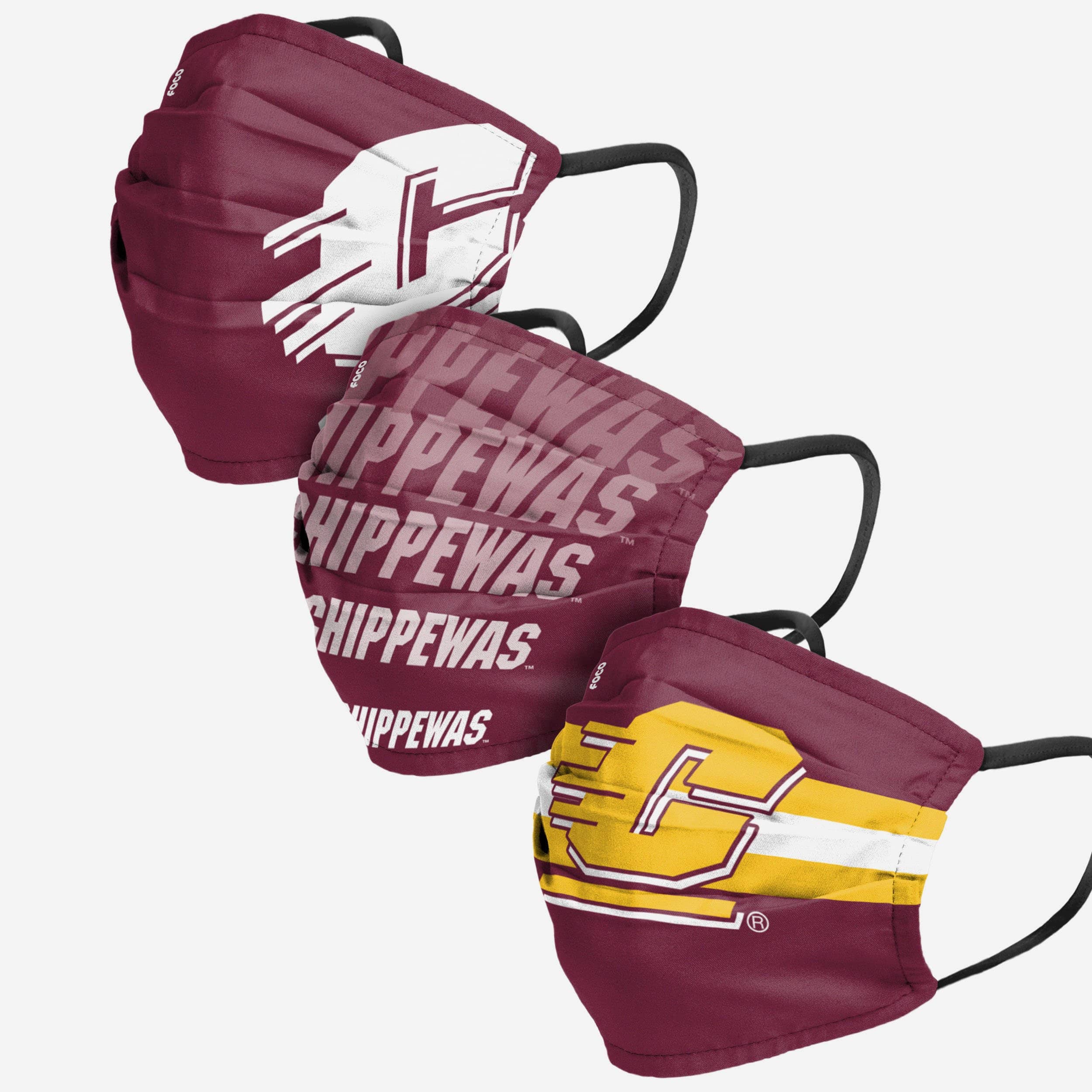 Central Michigan Chippewas Matchday 3-Pack Face Cover - Show Your Team Spirit!