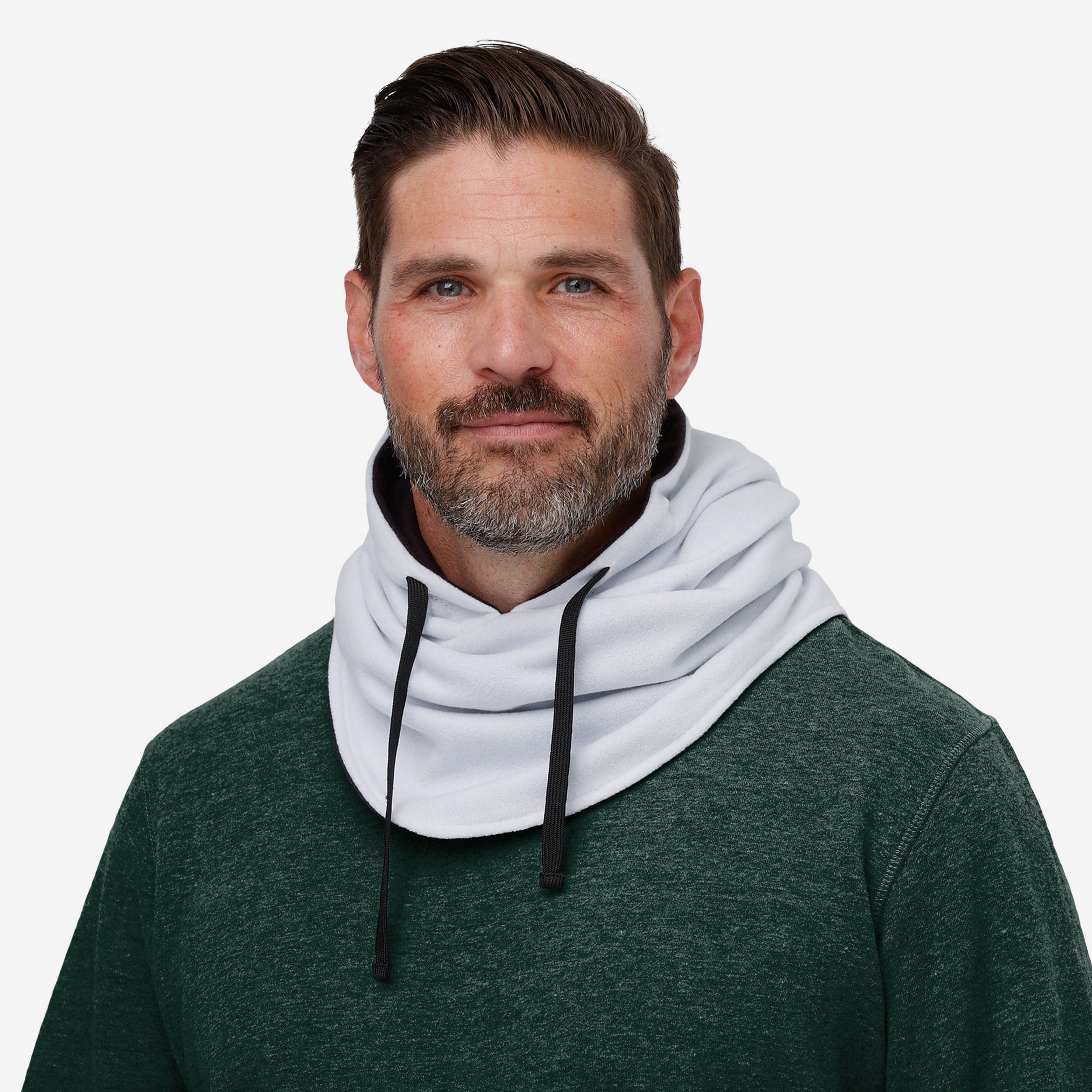 Green Bay Packers Premium White Drawstring Hooded Gaiter - Show Your Team Spirit!