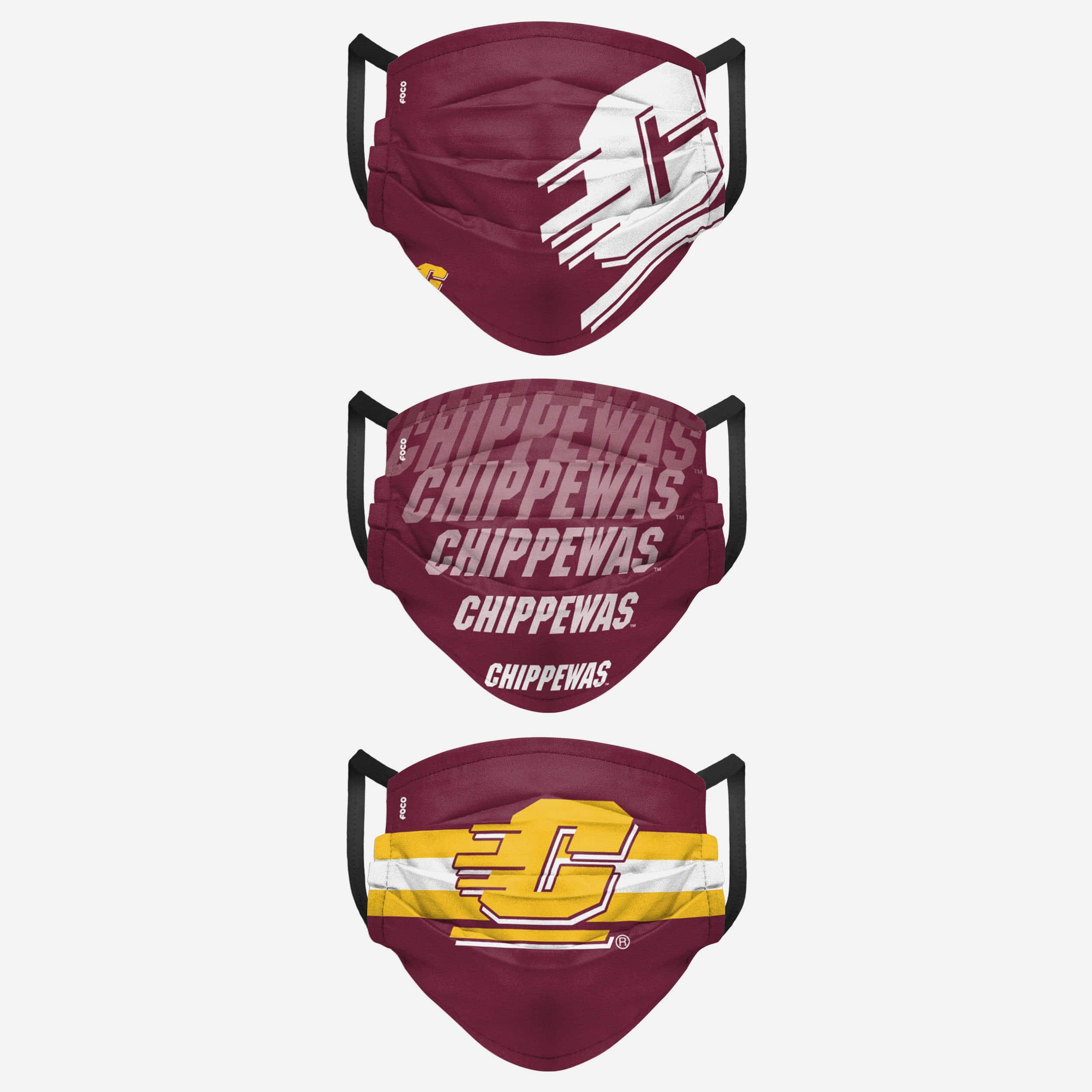 Central Michigan Chippewas Matchday 3-Pack Face Cover - Show Your Team Spirit!