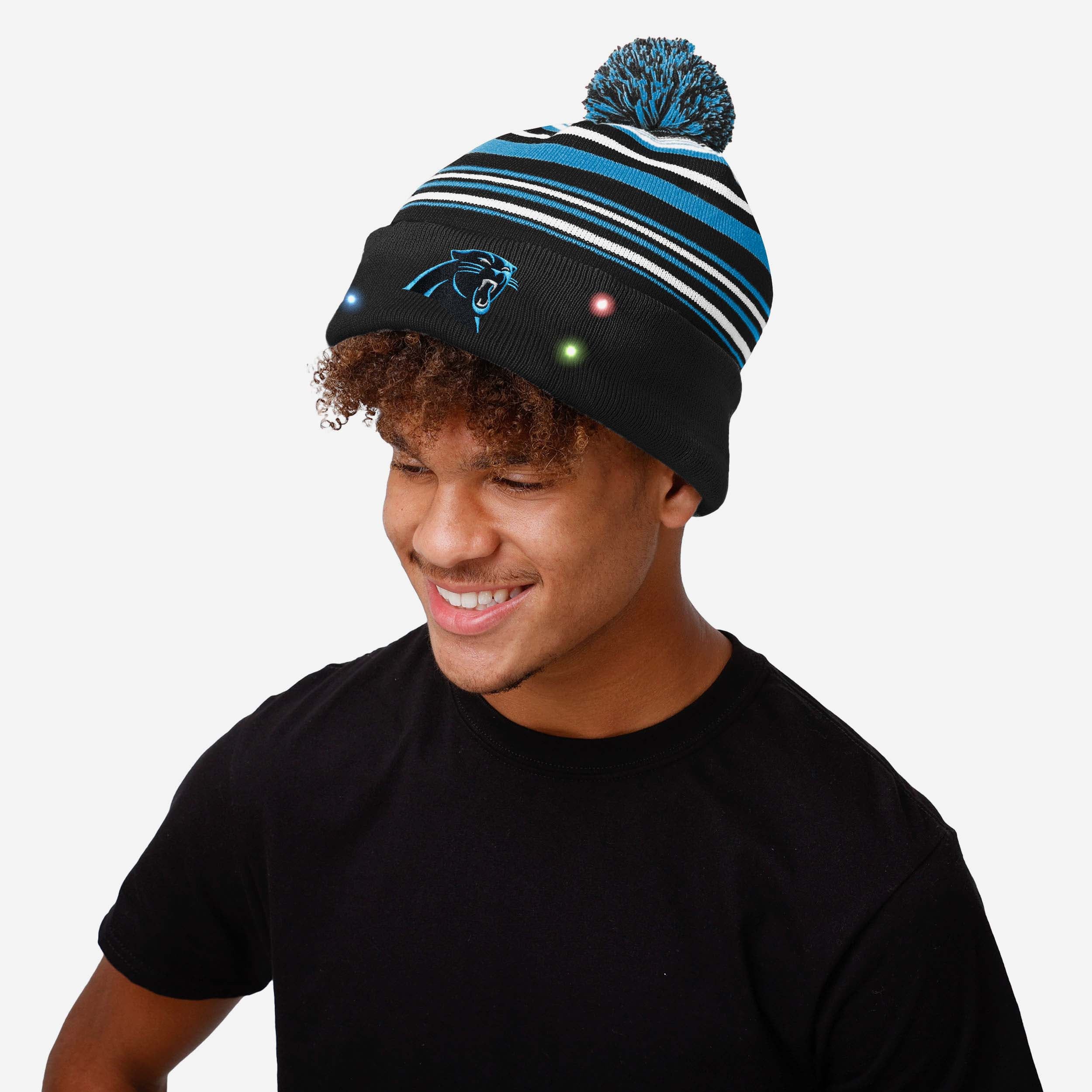 Carolina Panthers Horizontal Stripe Glowing Beanie - Show Your Team Spirit!