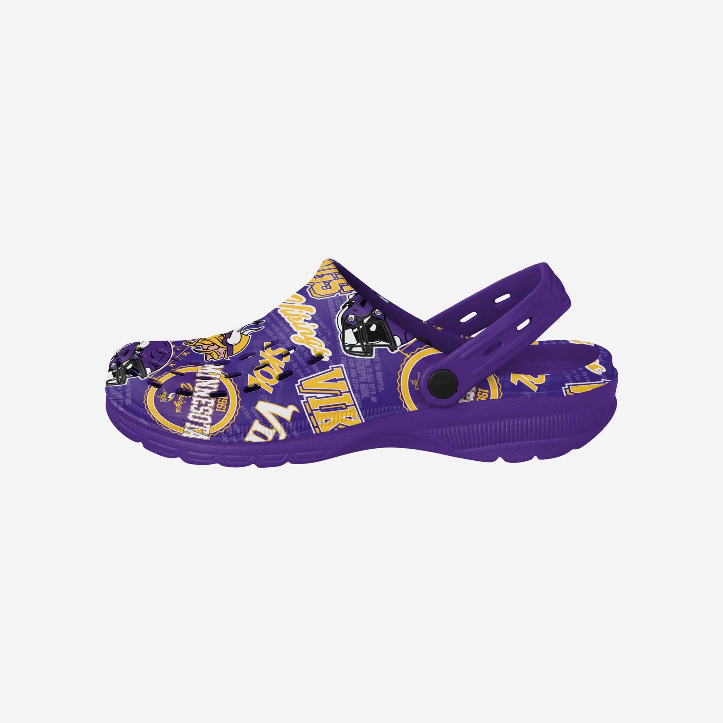 Minnesota Vikings Nostalgic Print Clogs with Straps - Step into History!