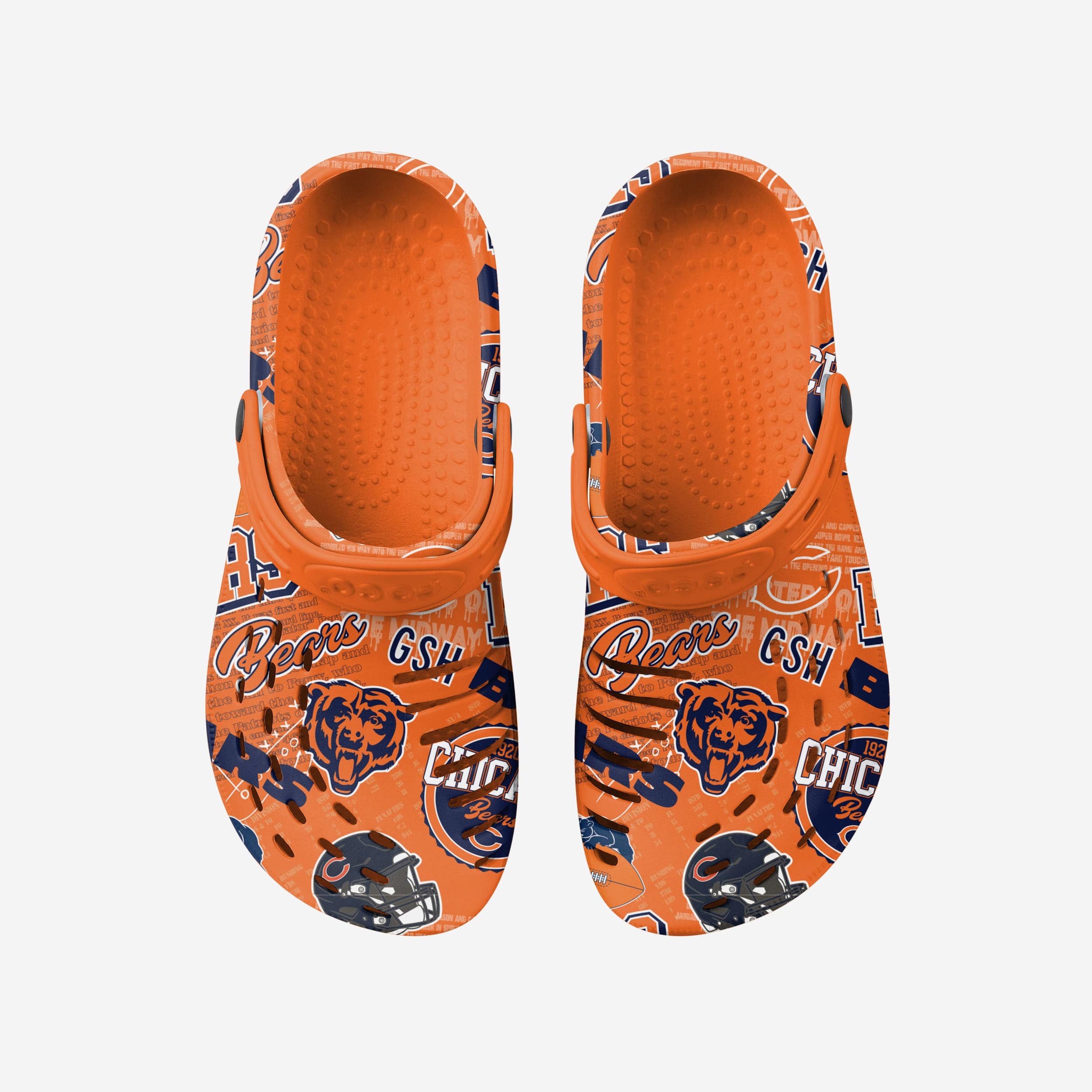 Chicago Bears Historic Print Clogs with Straps - A Nostalgic Footwear Delight