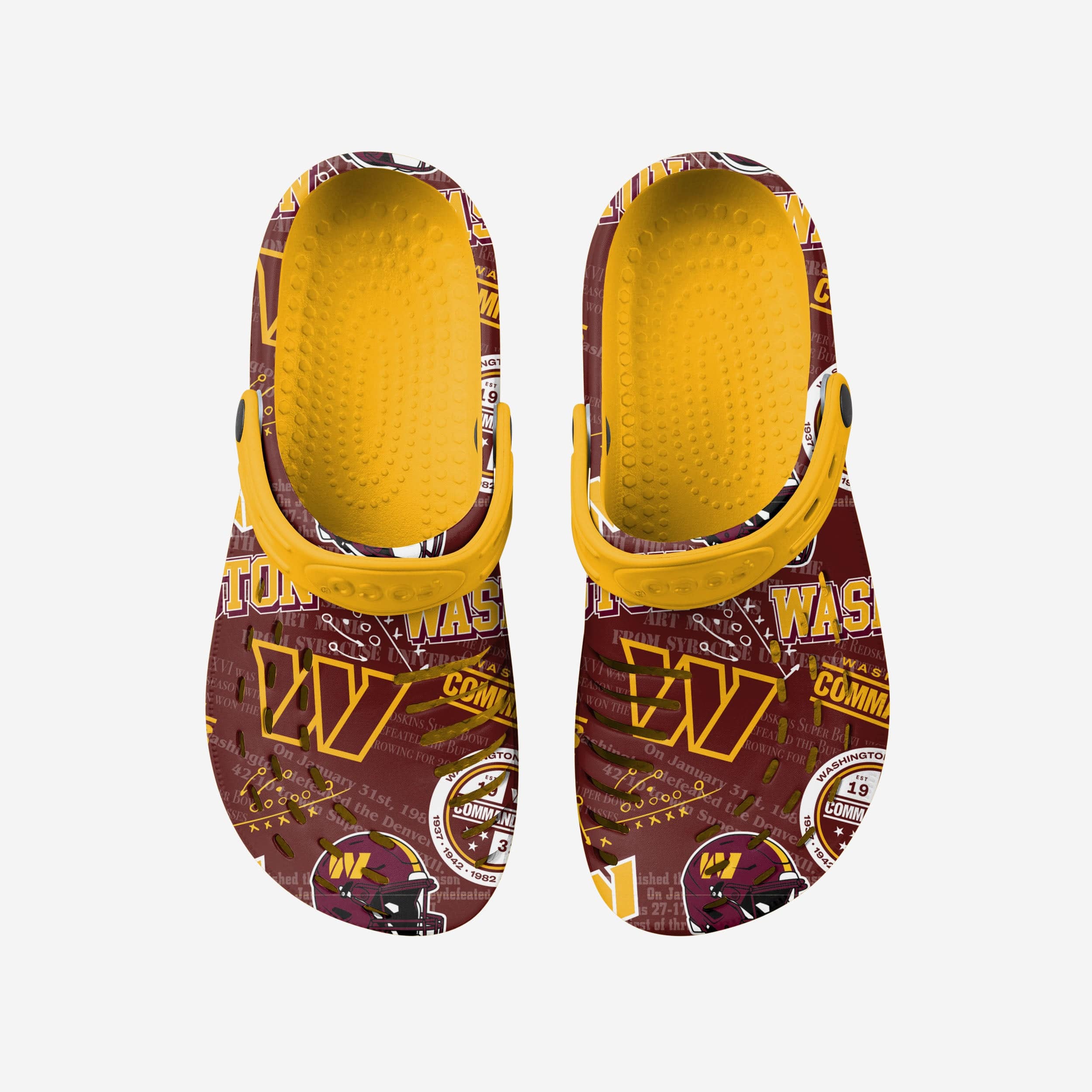 Washington Commanders' Iconic Historic Print Clogs with Straps