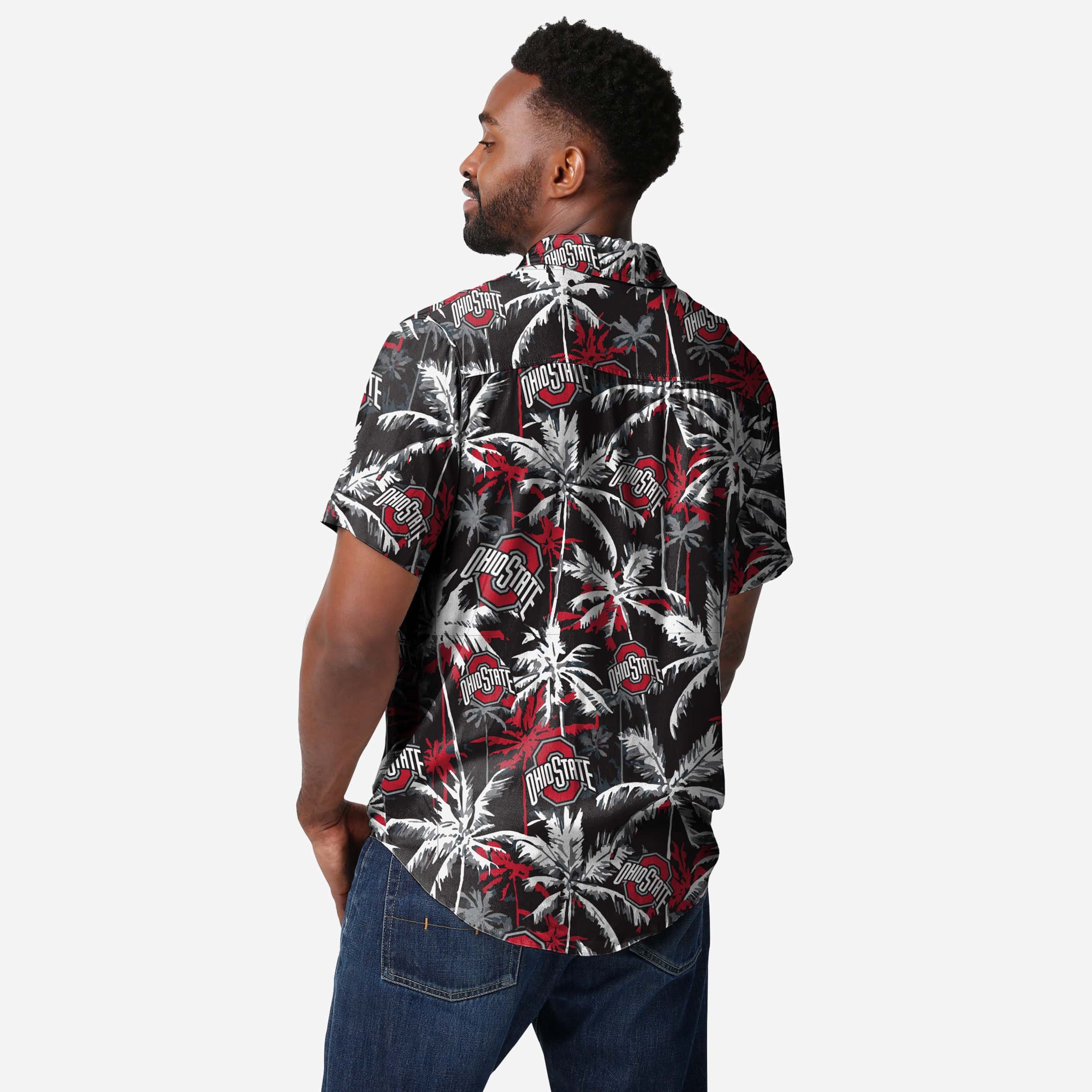 Ohio State Buckeyes Stylish Black Floral Button-Up Shirt
