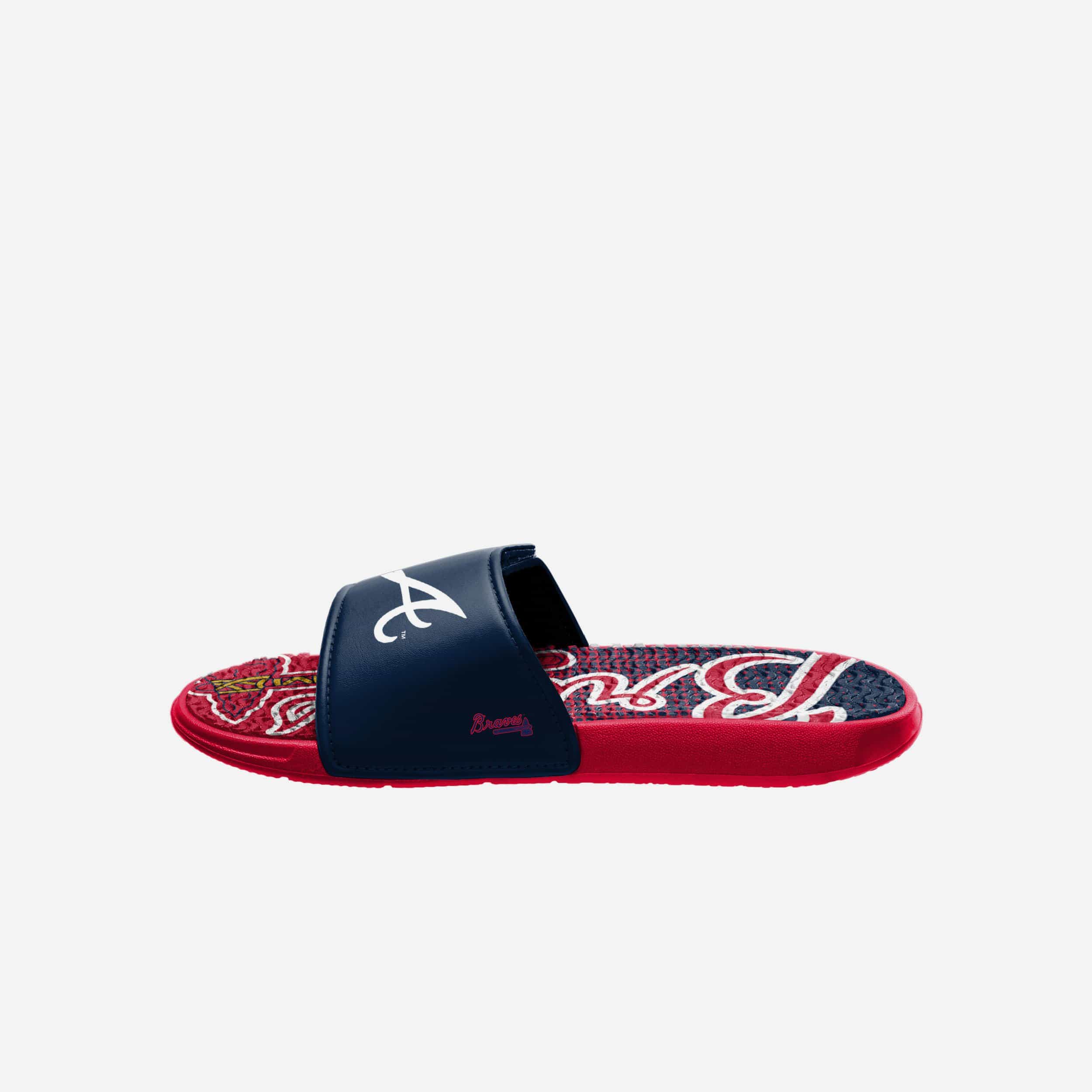 Atlanta Braves Gradient Wordmark Gel Slides - Comfort and Team Spirit!