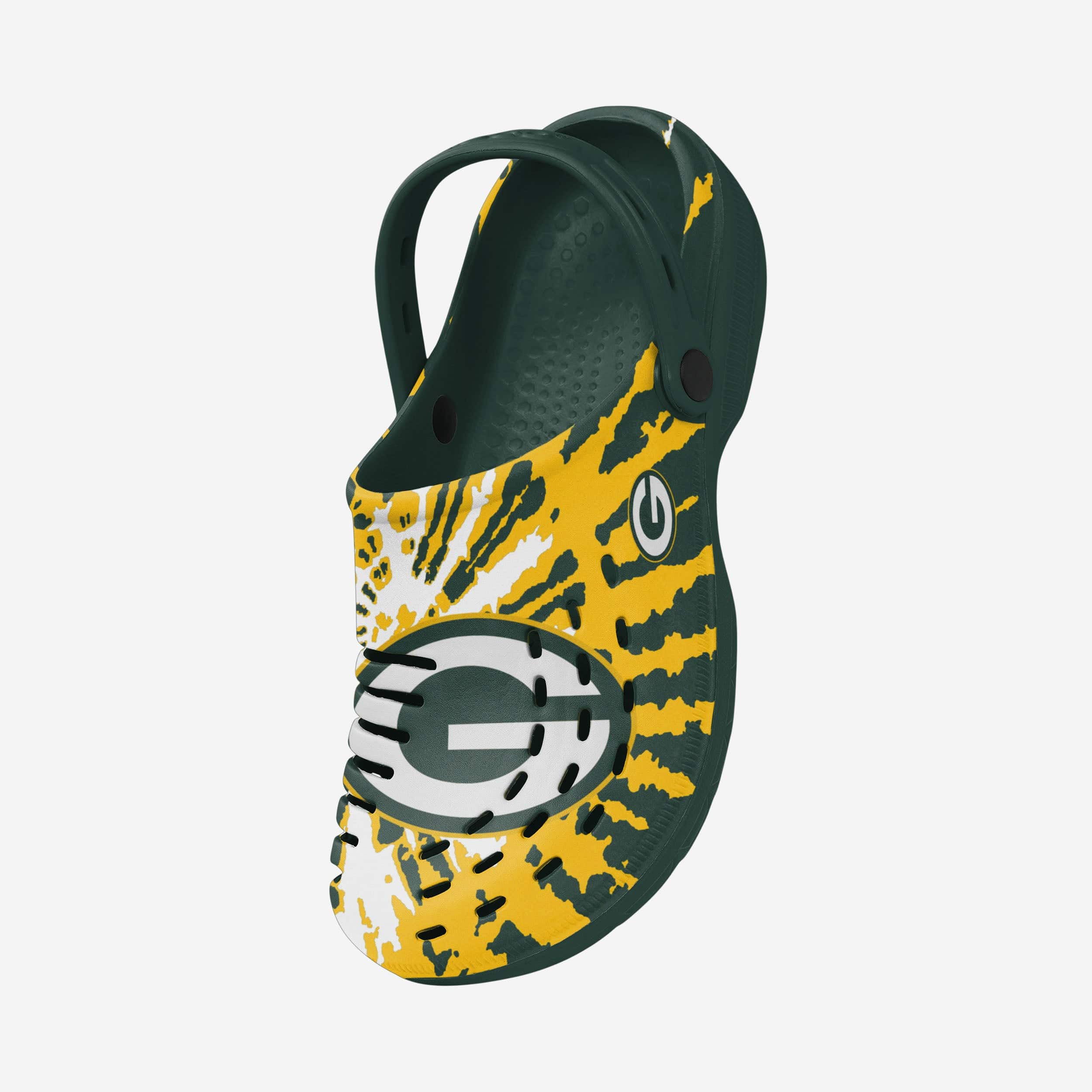 Groovy Green Bay Packers Tie - Dye Clogs with Straps