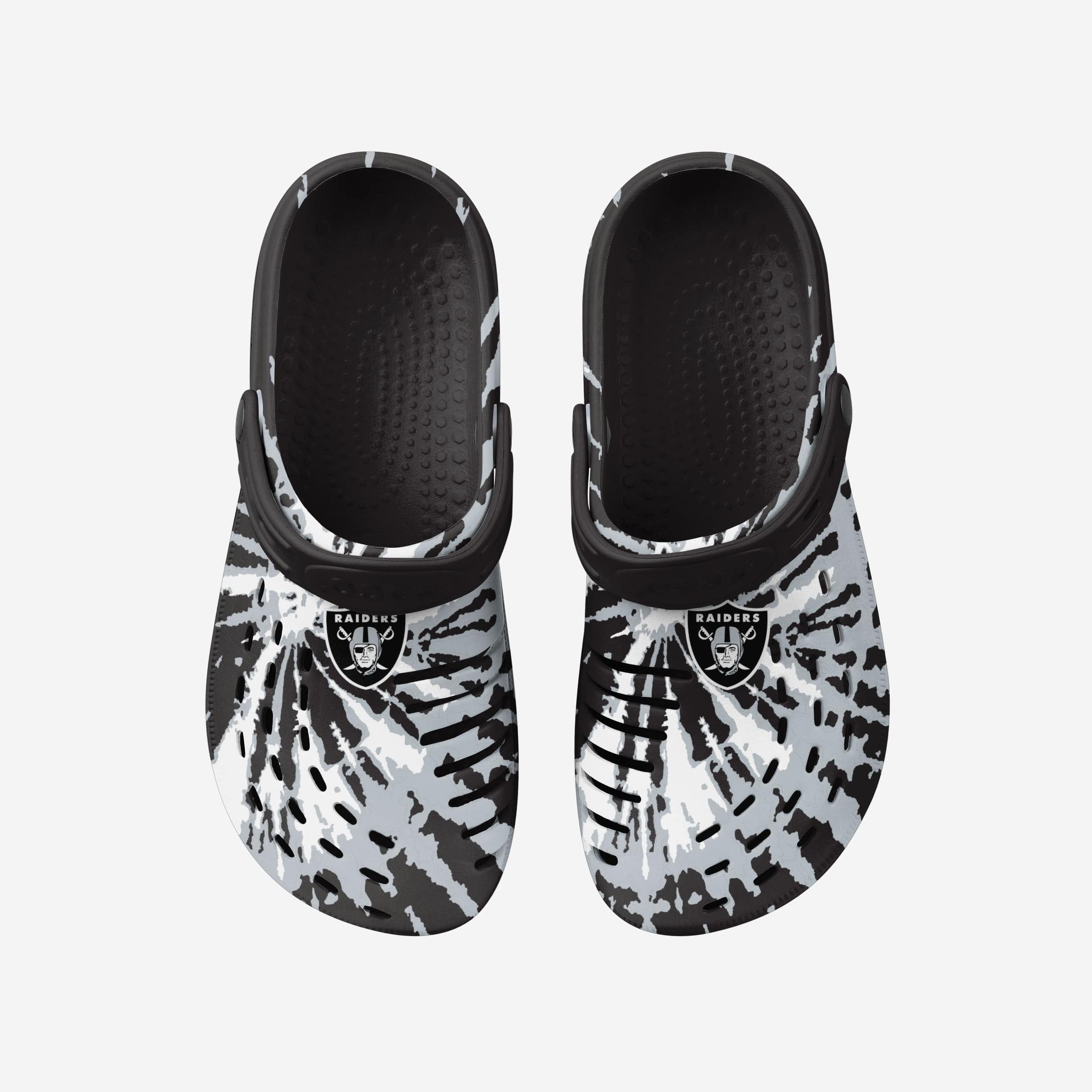 Las Vegas Raiders Tie-Dye Clogs with Straps - Stand Out in Style!