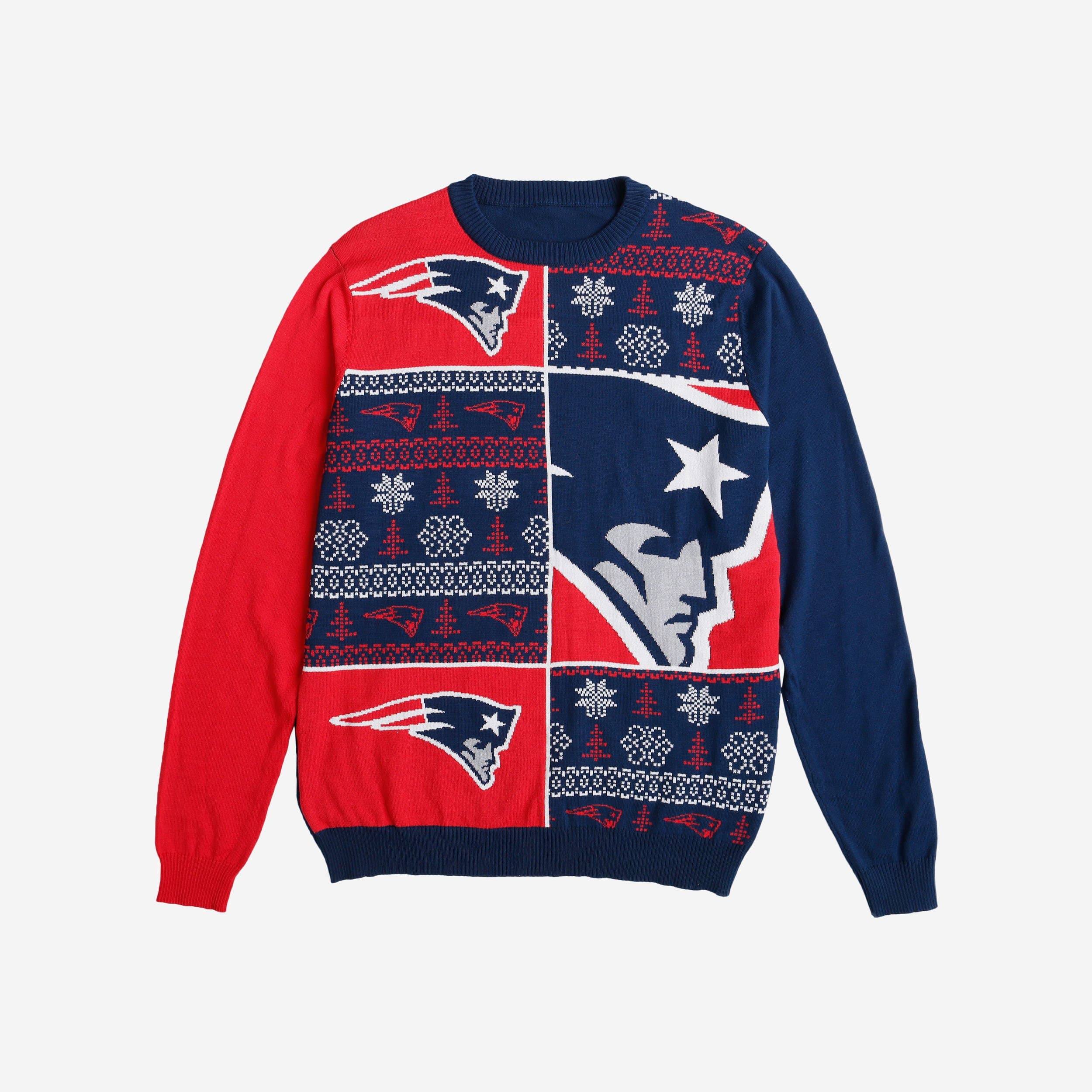 New England Patriots Festive Snowfall Block Sweater