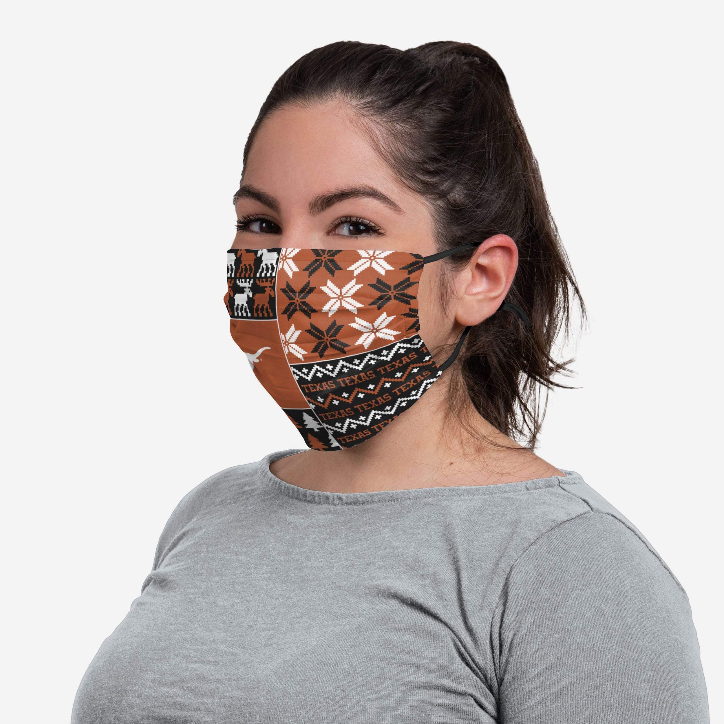 Texas Longhorns Adjustable Face Cover - Busy Block Design