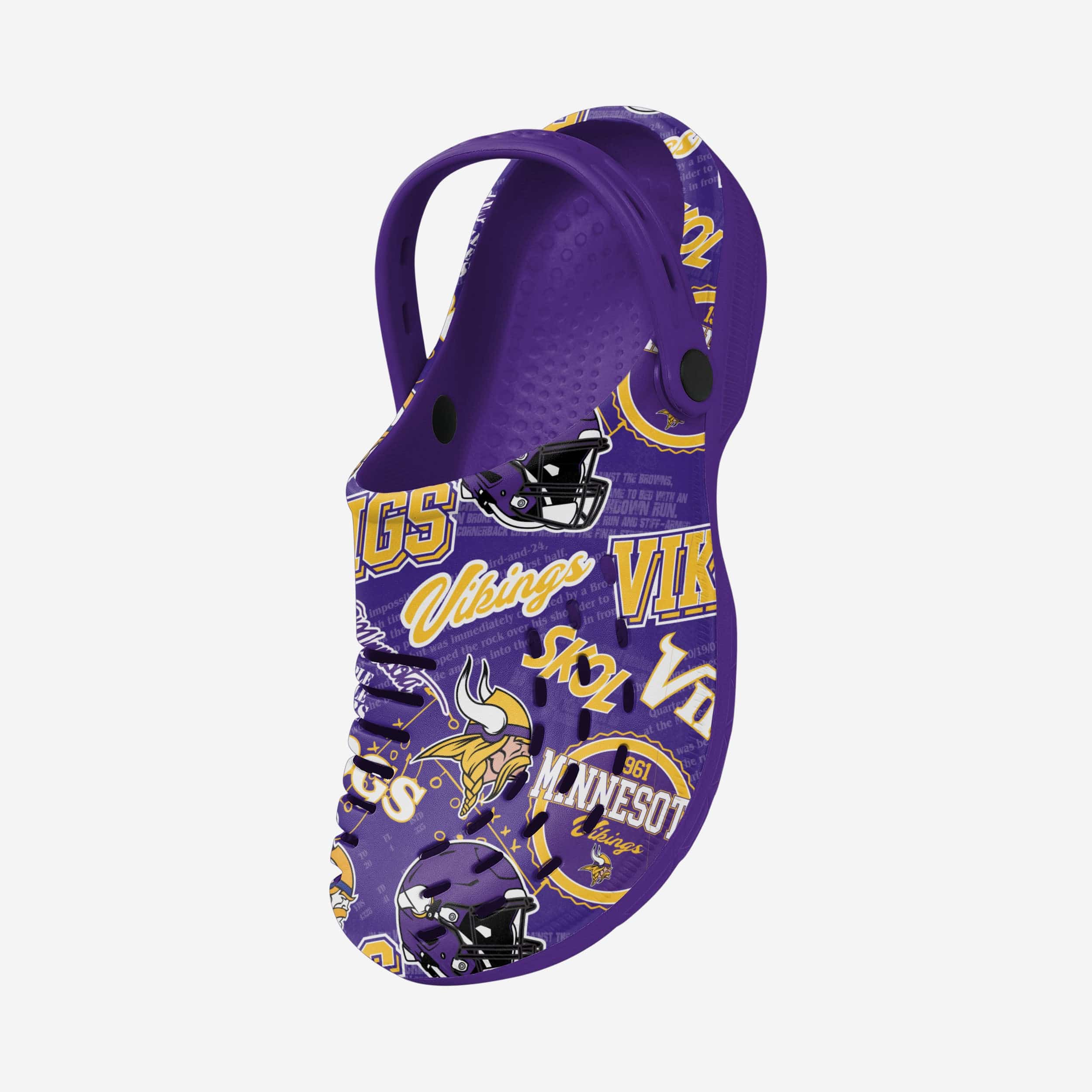 Minnesota Vikings Nostalgic Print Clogs with Straps - Step into History!