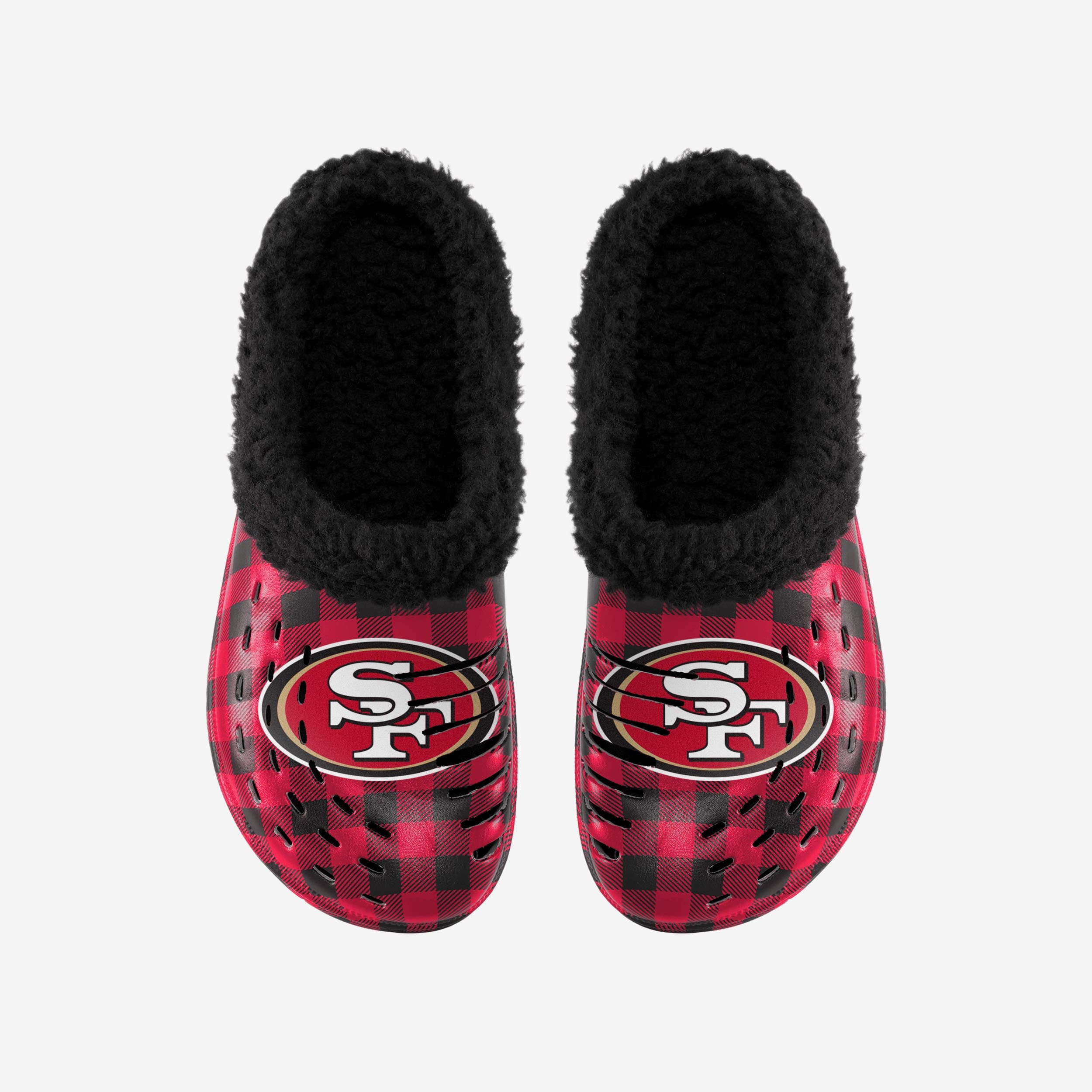 San Francisco 49ers Stylish Sherpa Lined Buffalo Check Clogs