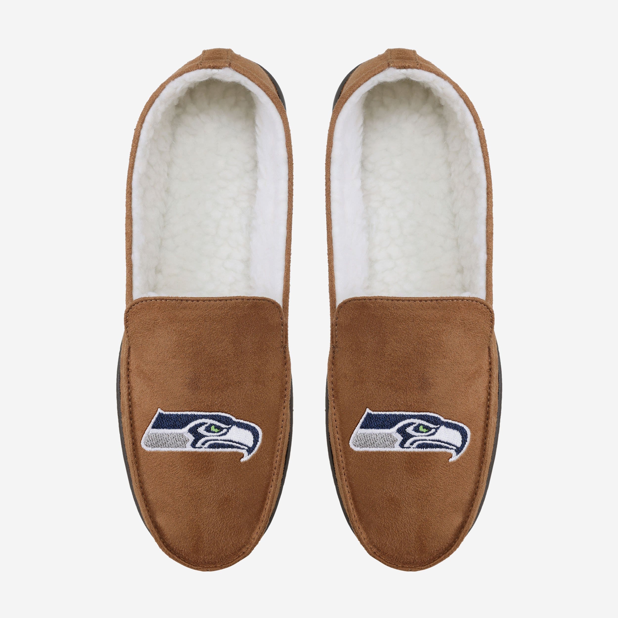 Seattle Seahawks Stylish Beige Moccasin Slippers - Game-Day Comfort!