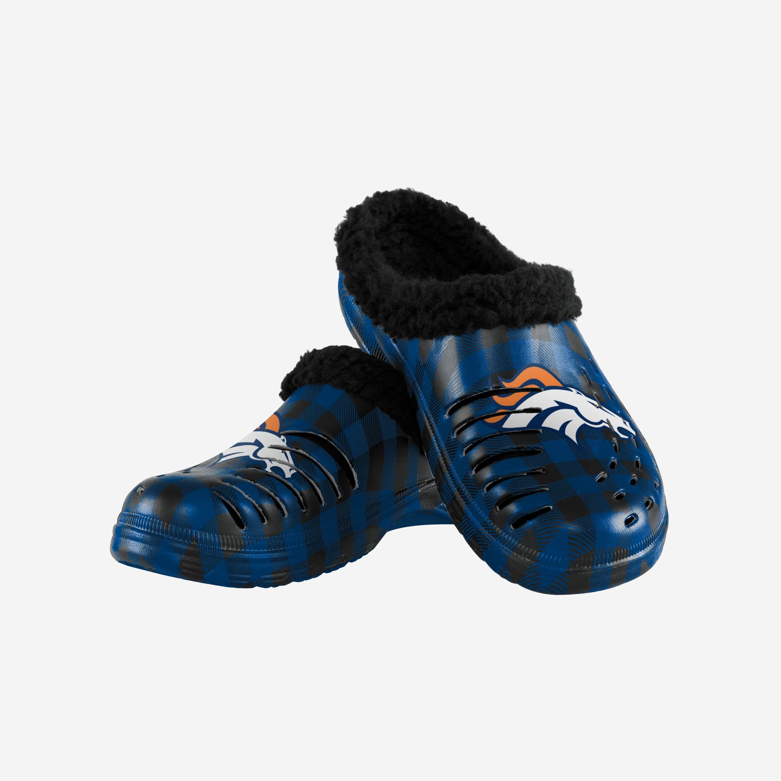 Denver Broncos Sherpa Lined Buffalo Check Clogs - Stylish Team Spirit