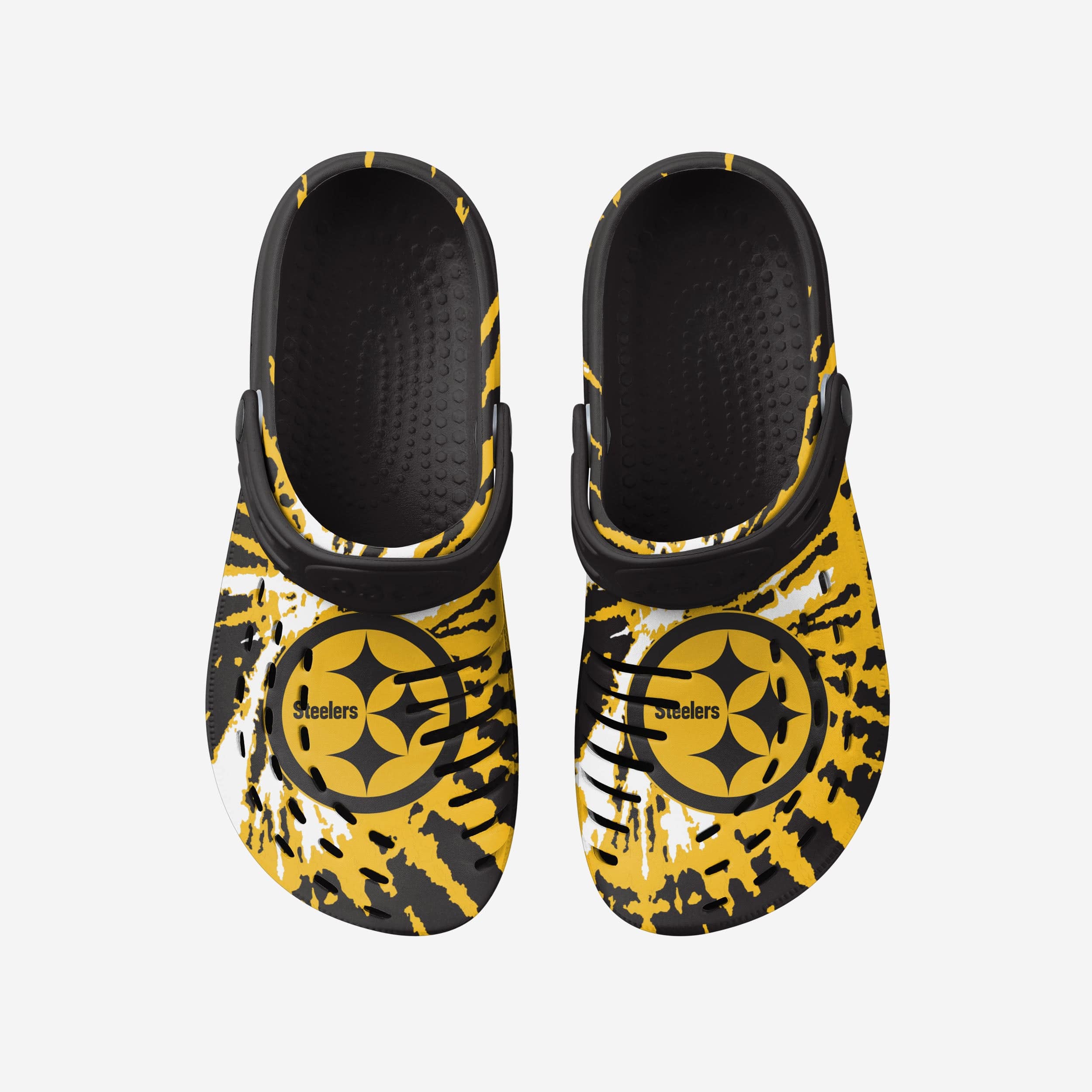 Groovy Pittsburgh Steelers Tie - Dye Clogs with Straps