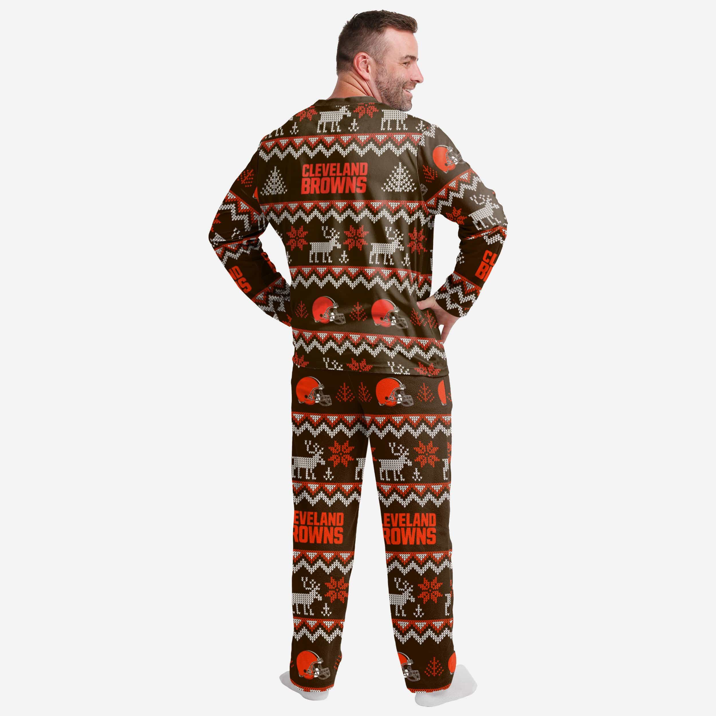 Cleveland Browns Men's Stylish Family Holiday Pajamas with Ugly Patterns