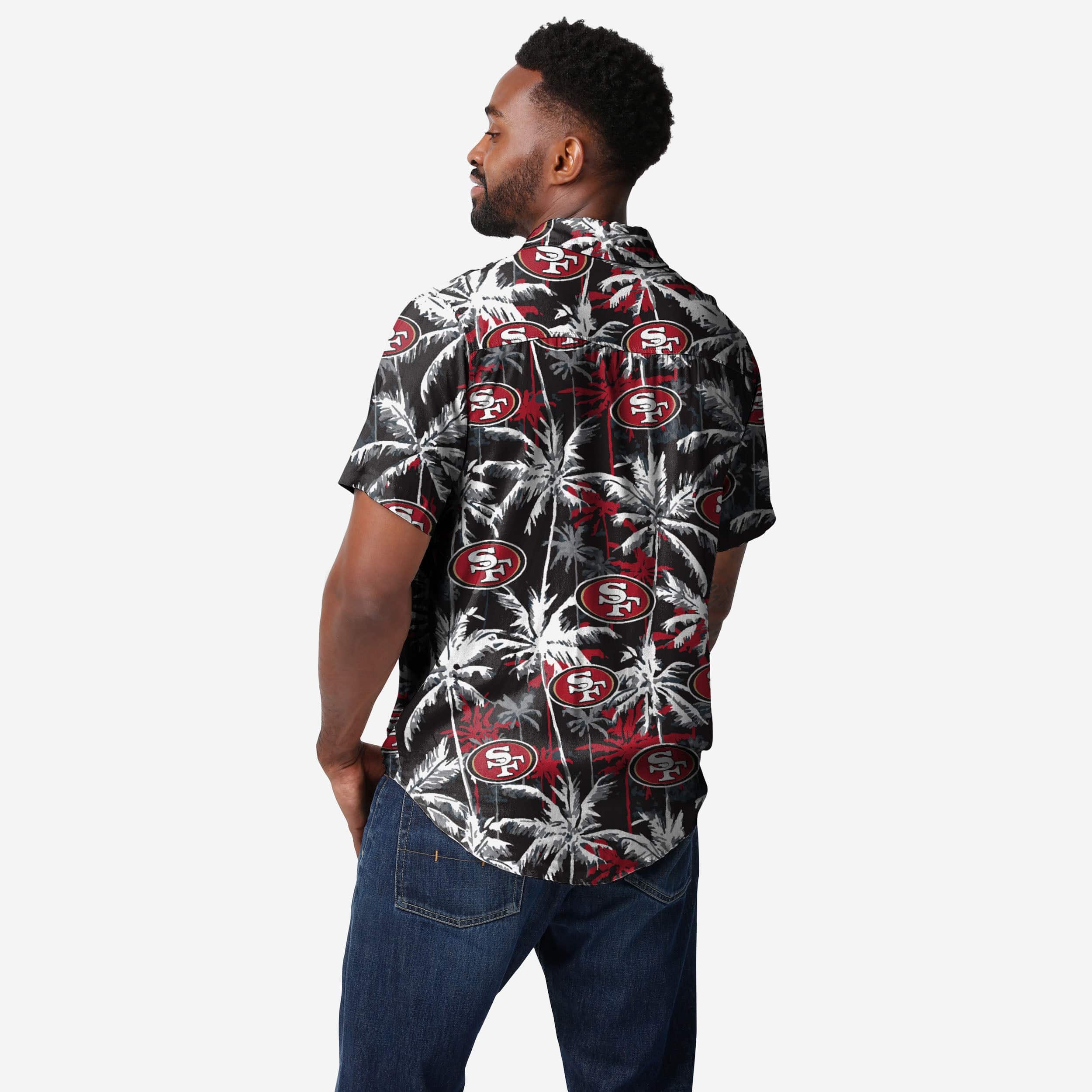 San Francisco 49ers Stunning Black Floral Button-Up Shirt