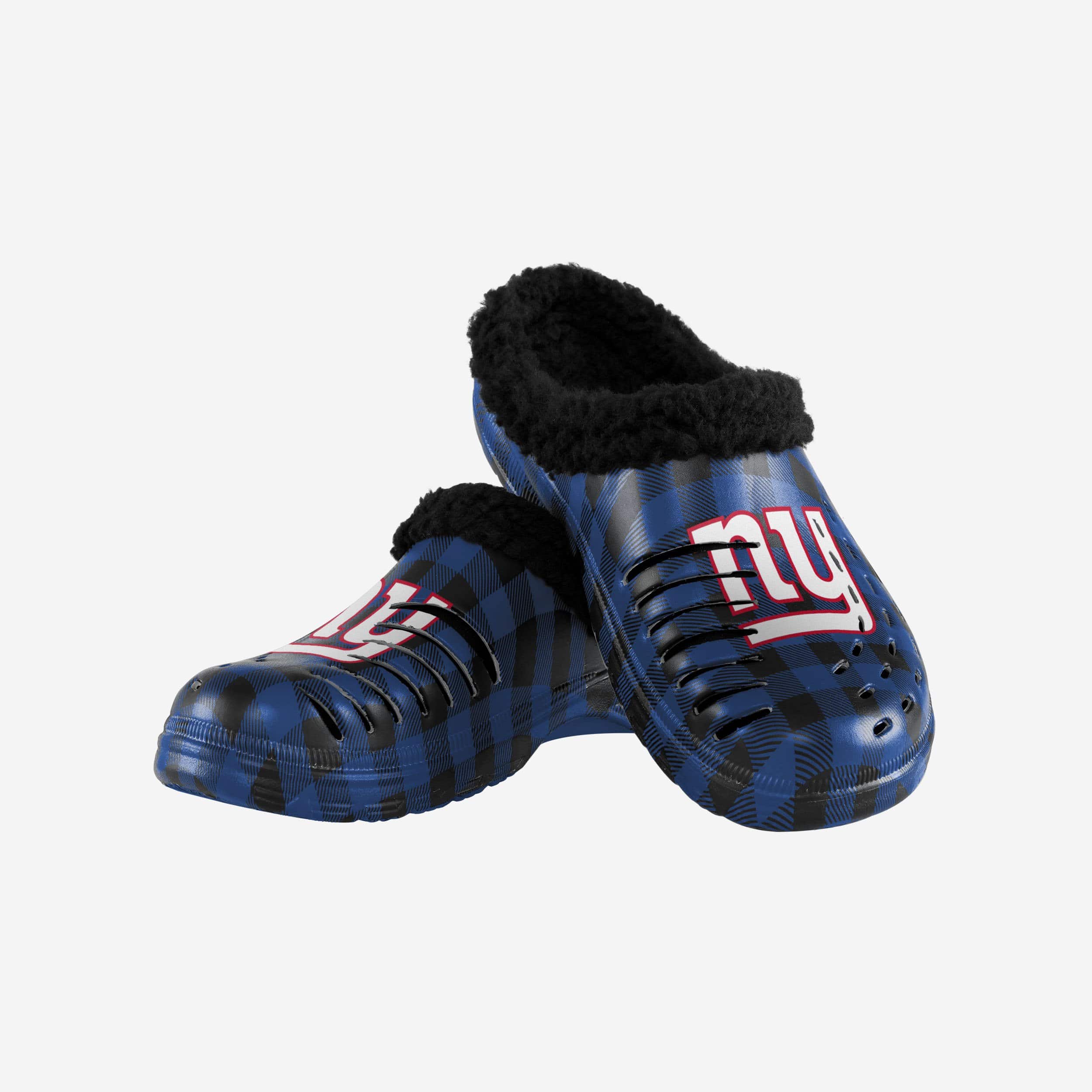 New York Giants Sherpa Lined Buffalo Check Fashion Clogs
