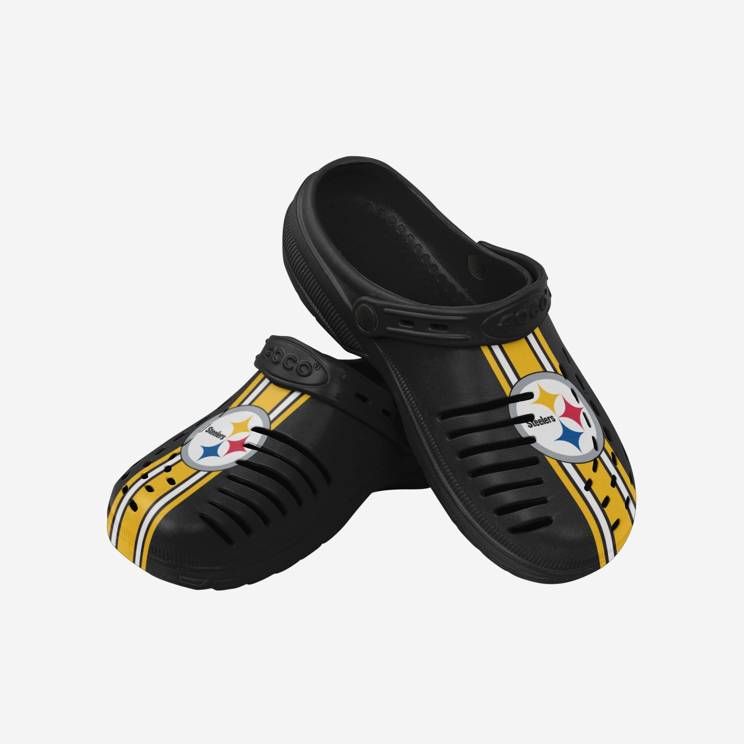 Pittsburgh Steelers Stylish Team Stripe Clogs with Straps