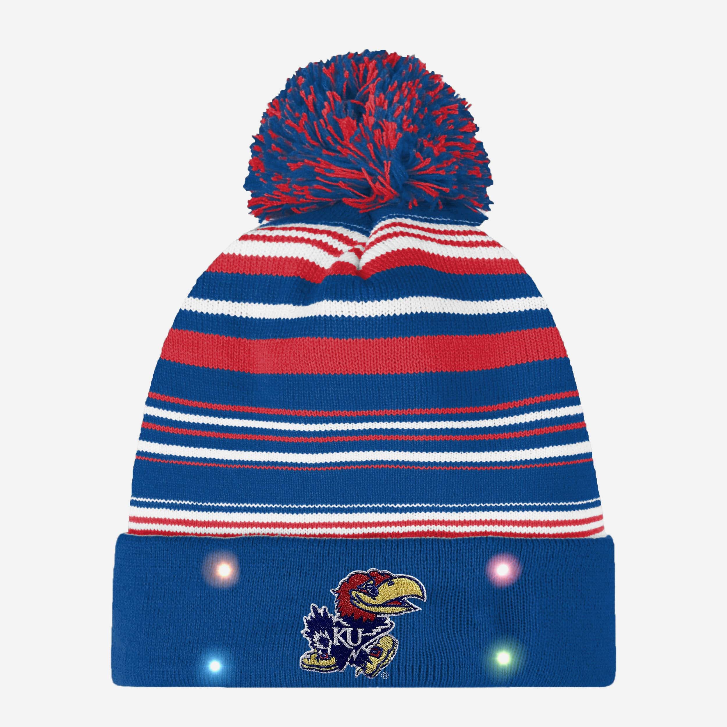 Kansas Jayhawks Horizontal Stripe Glowing Beanie - Show Your Team Spirit!