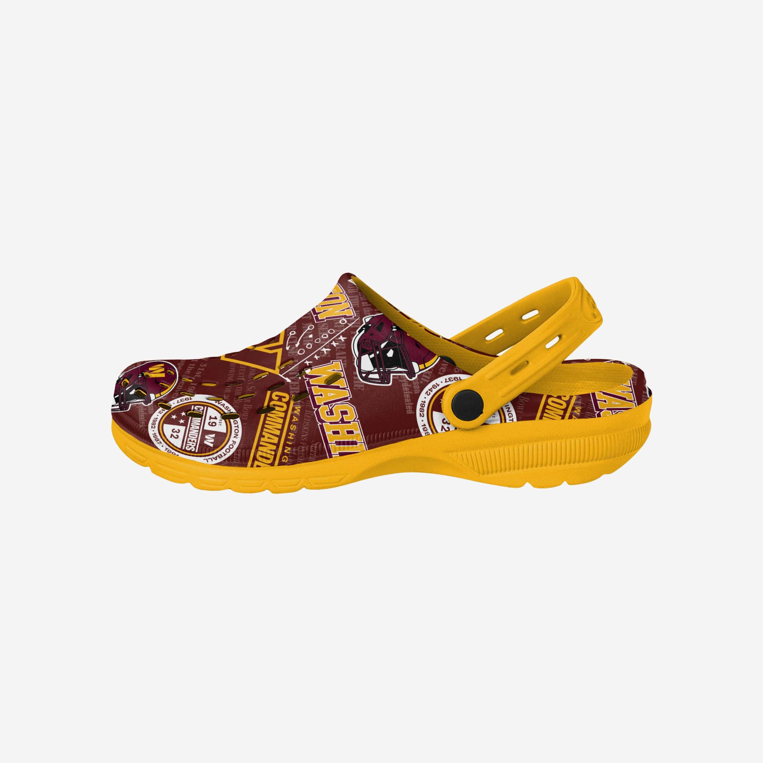 Washington Commanders' Iconic Historic Print Clogs with Straps