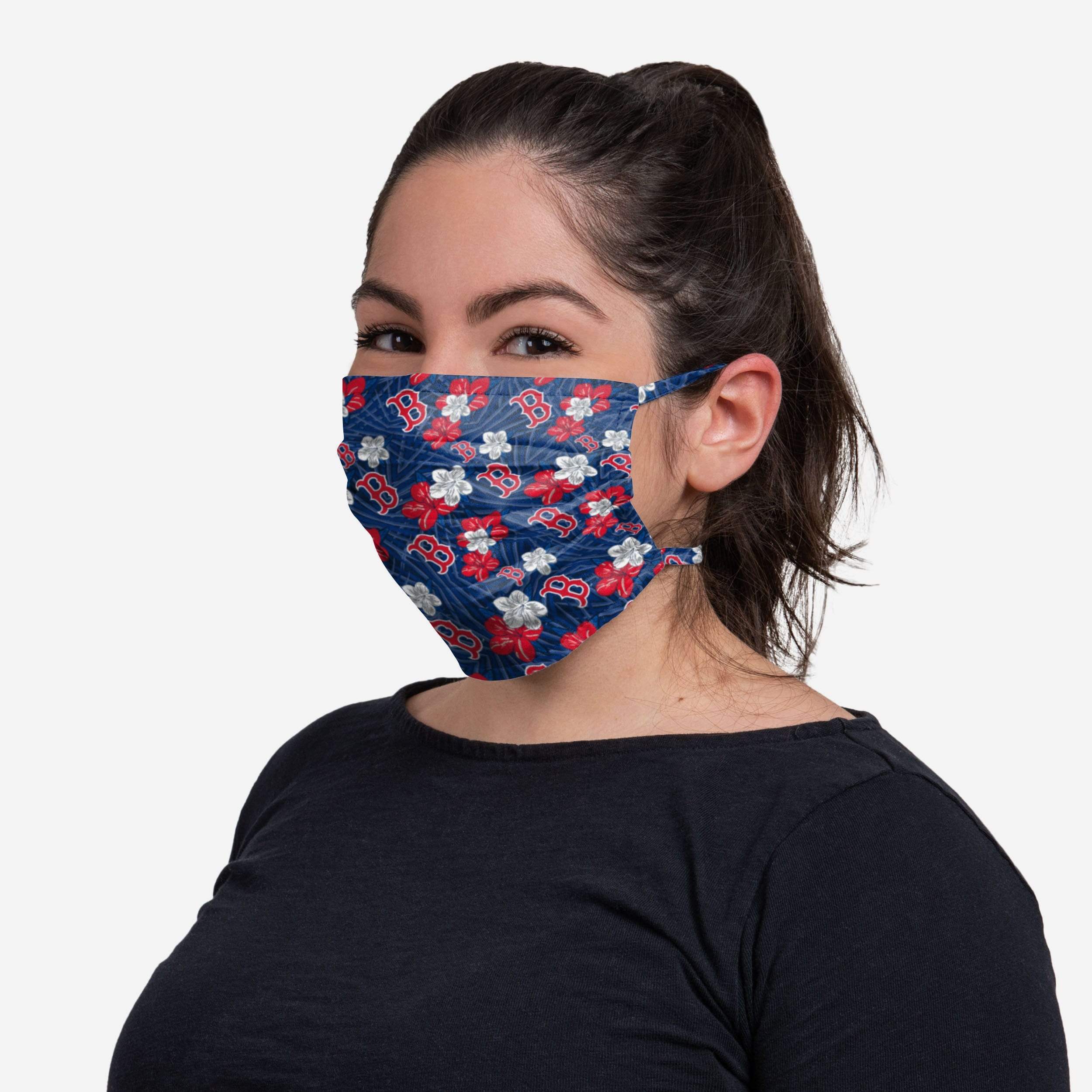 Stylish Boston Red Sox Hibiscus Tie-Back Face Cover - Show Your Team Spirit!