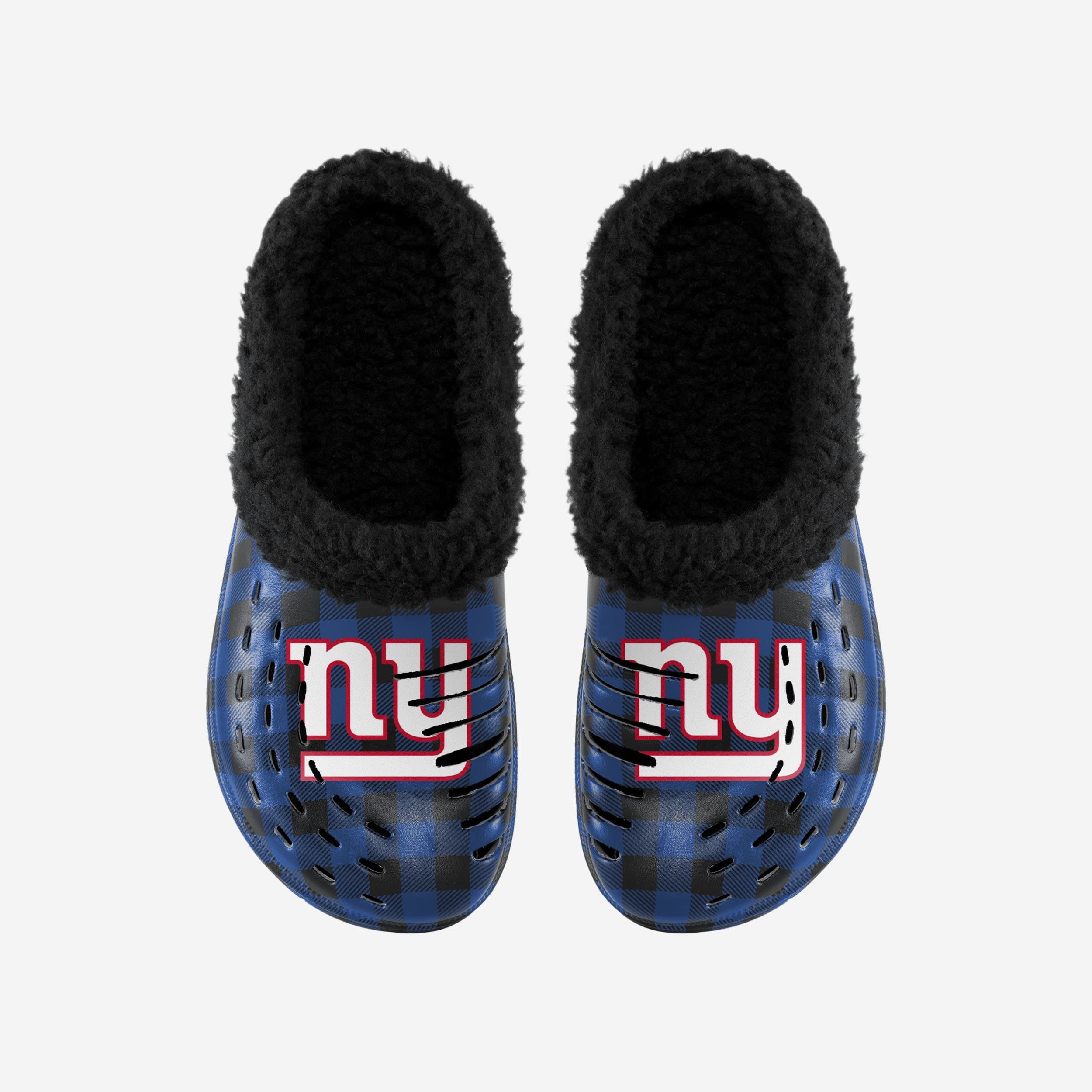 New York Giants Sherpa Lined Buffalo Check Fashion Clogs