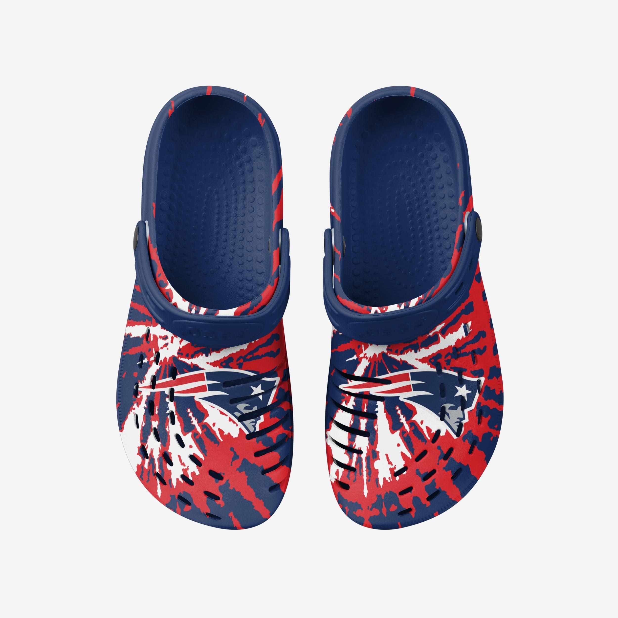 New England Patriots Tie - Dye Strapped Clogs: Groovy Team Spirit