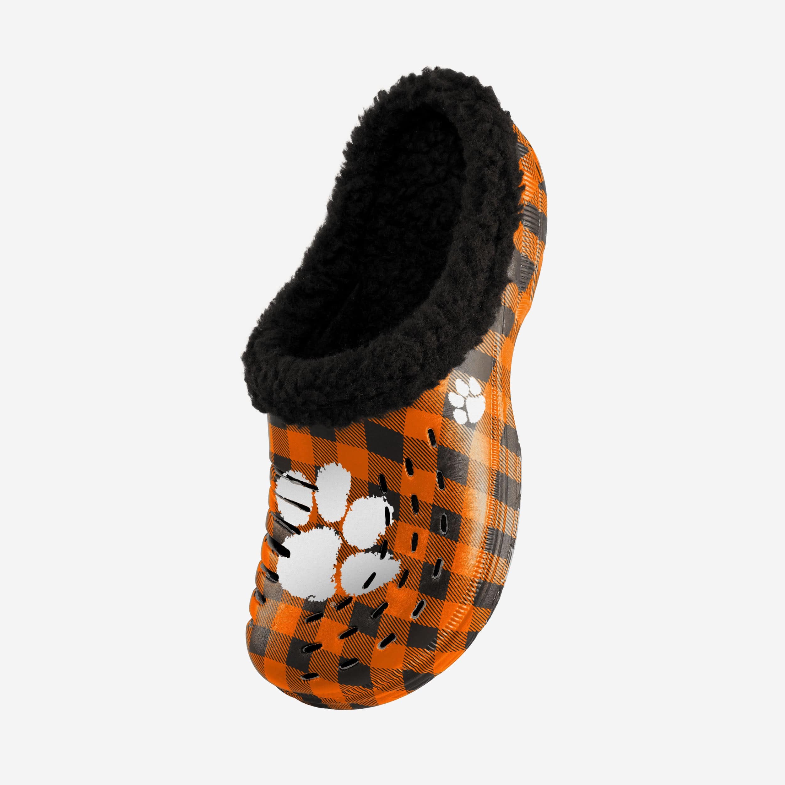 Clemson Tigers Sherpa Lined Buffalo Check Clogs - Stylish Team Footwear