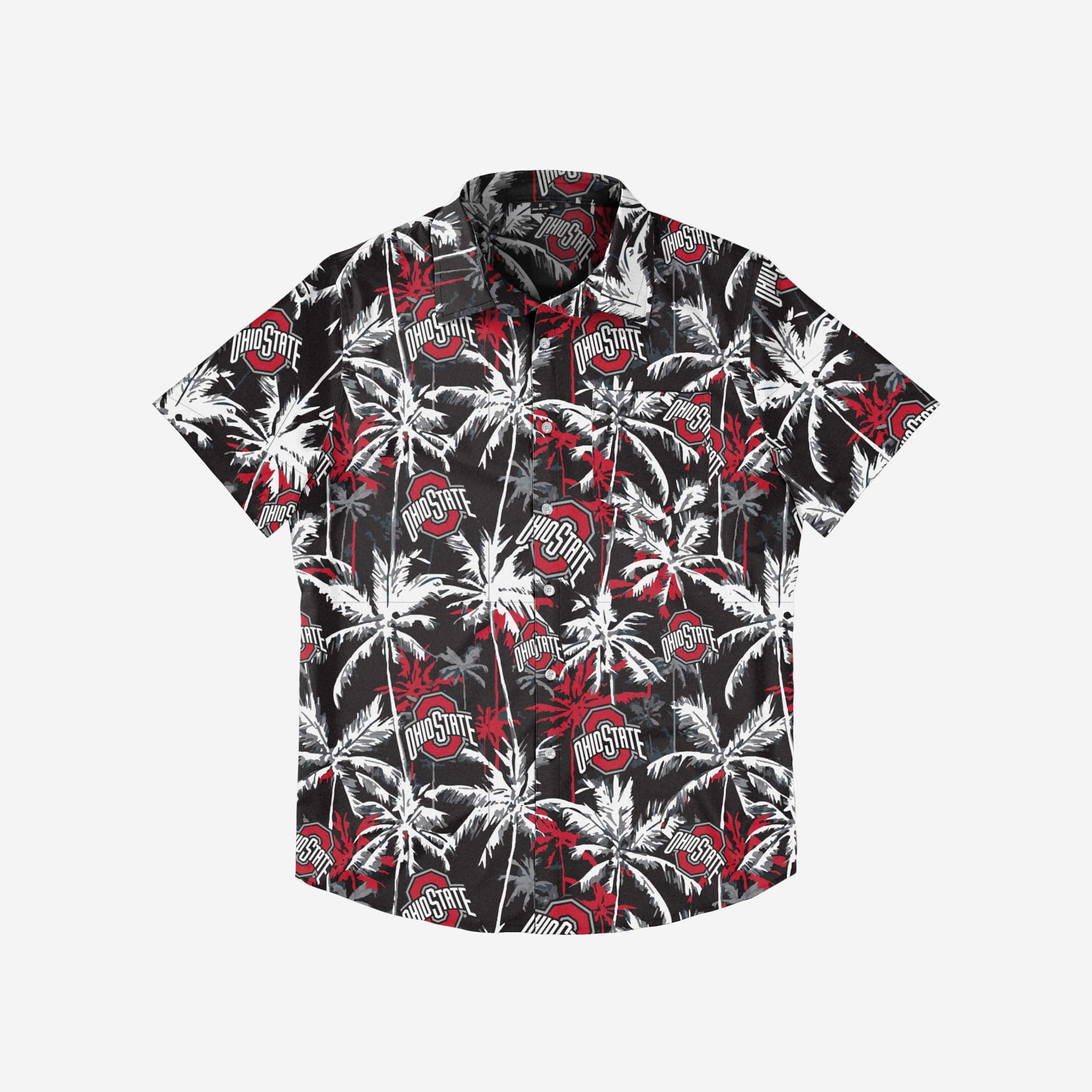 Ohio State Buckeyes Stylish Black Floral Button-Up Shirt