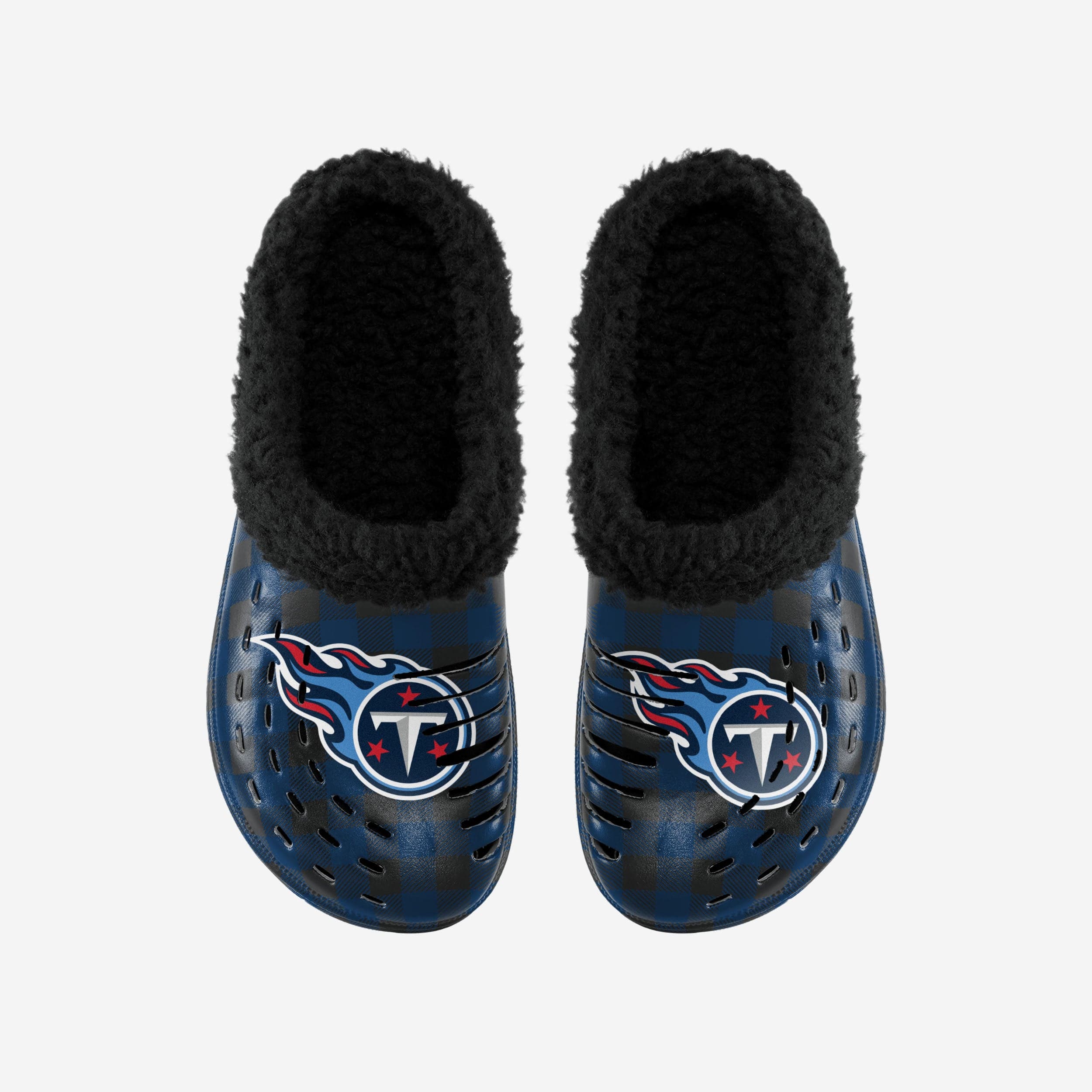 Tennessee Titans Sherpa Lined Buffalo Check Fashion Clogs