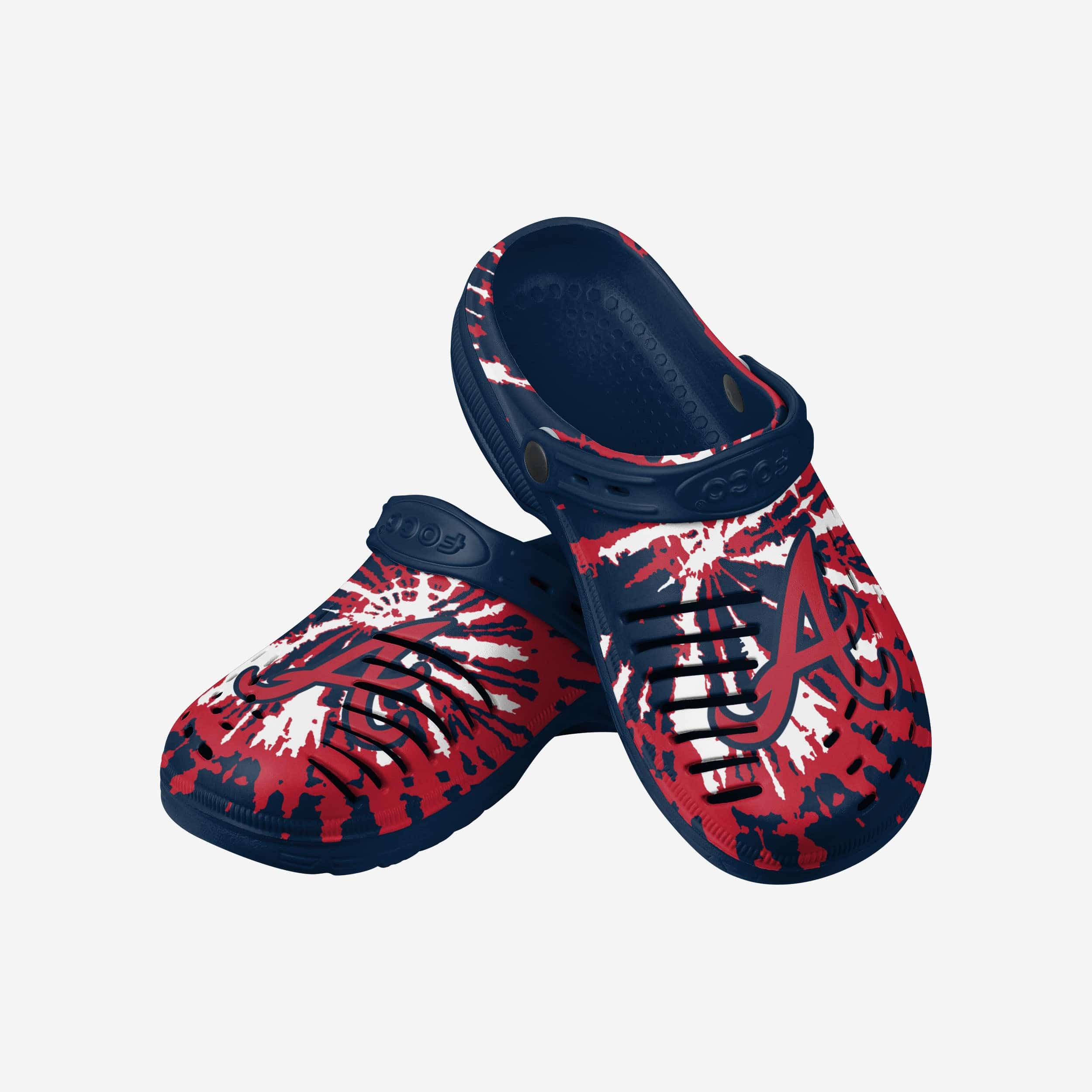 Atlanta Braves Stylish Tie - Dye Clogs with Straps