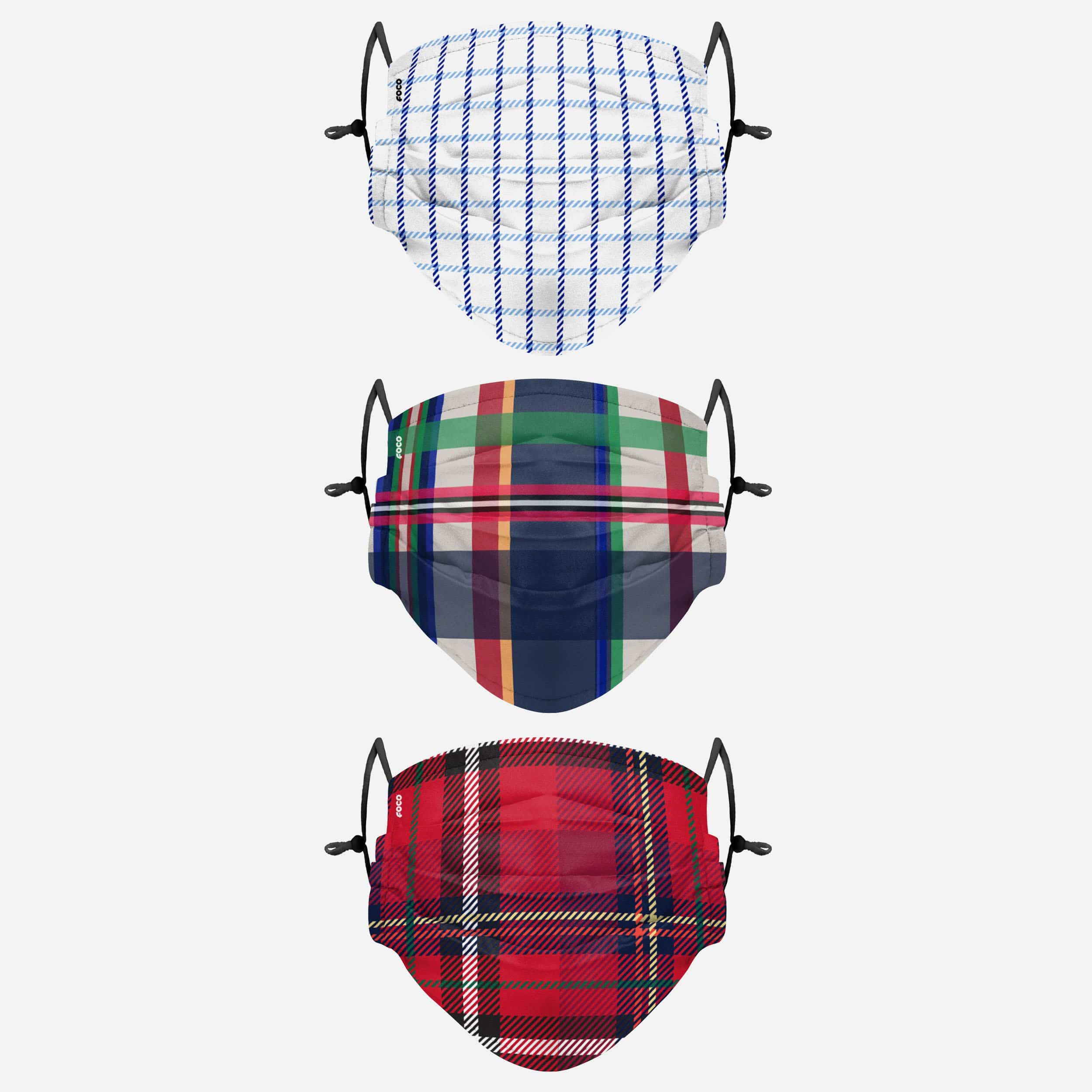 Stylish Plaid Adjustable 3-Pack Face Covers - Look Good, Feel Great!