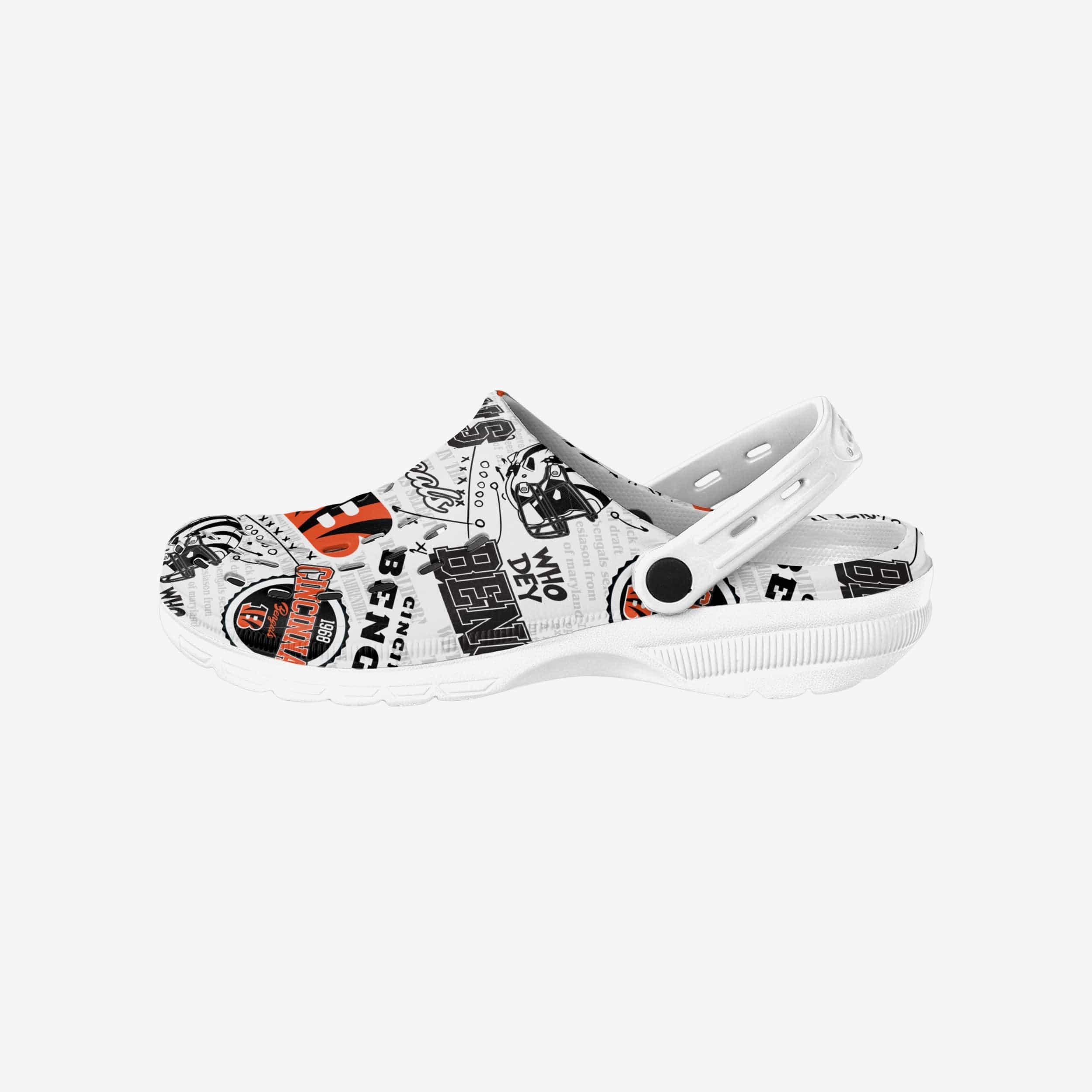 Cincinnati Bengals Iconic Print Clog with Strap - Step into Team History!