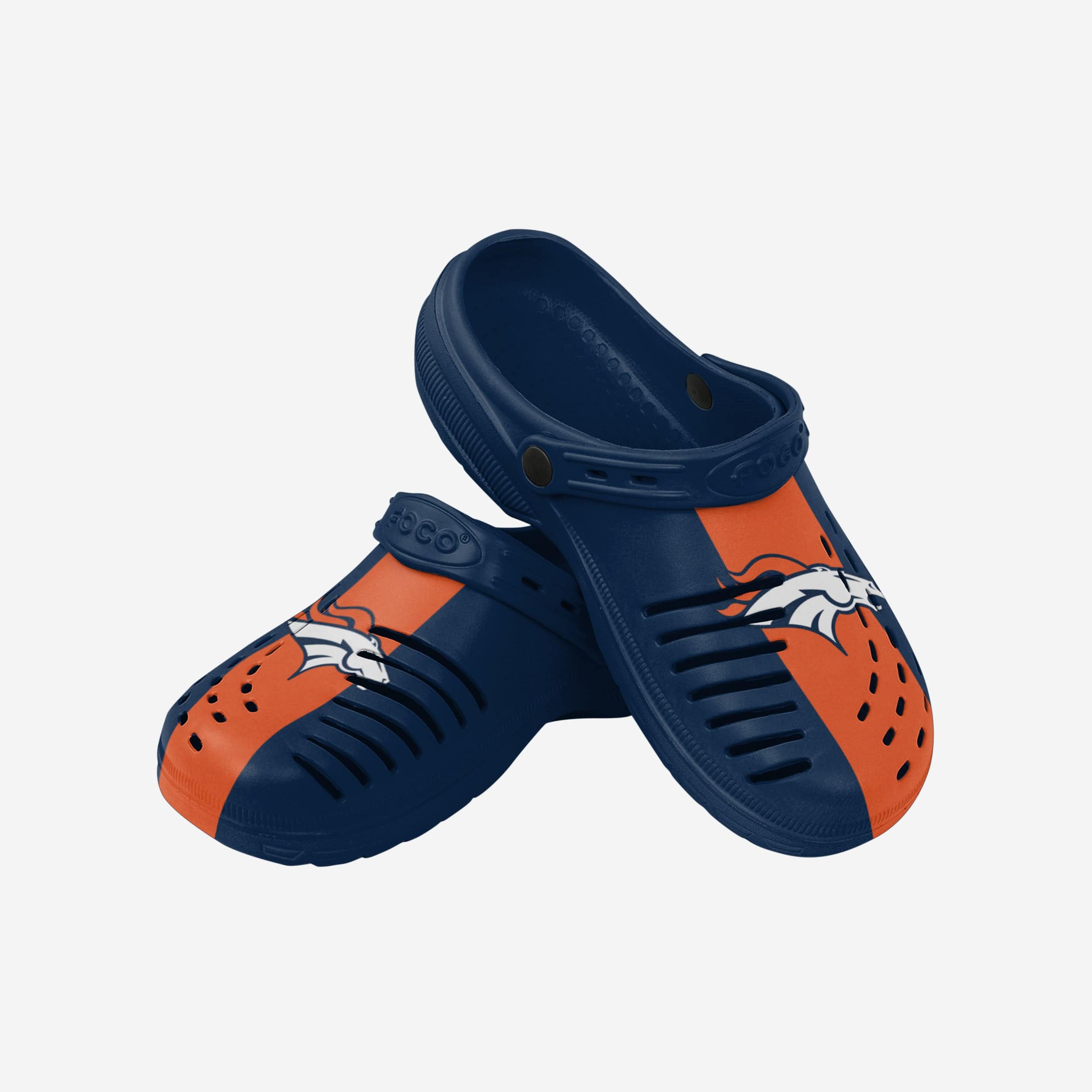 Denver Broncos Stylish Team Stripe Clogs with Straps