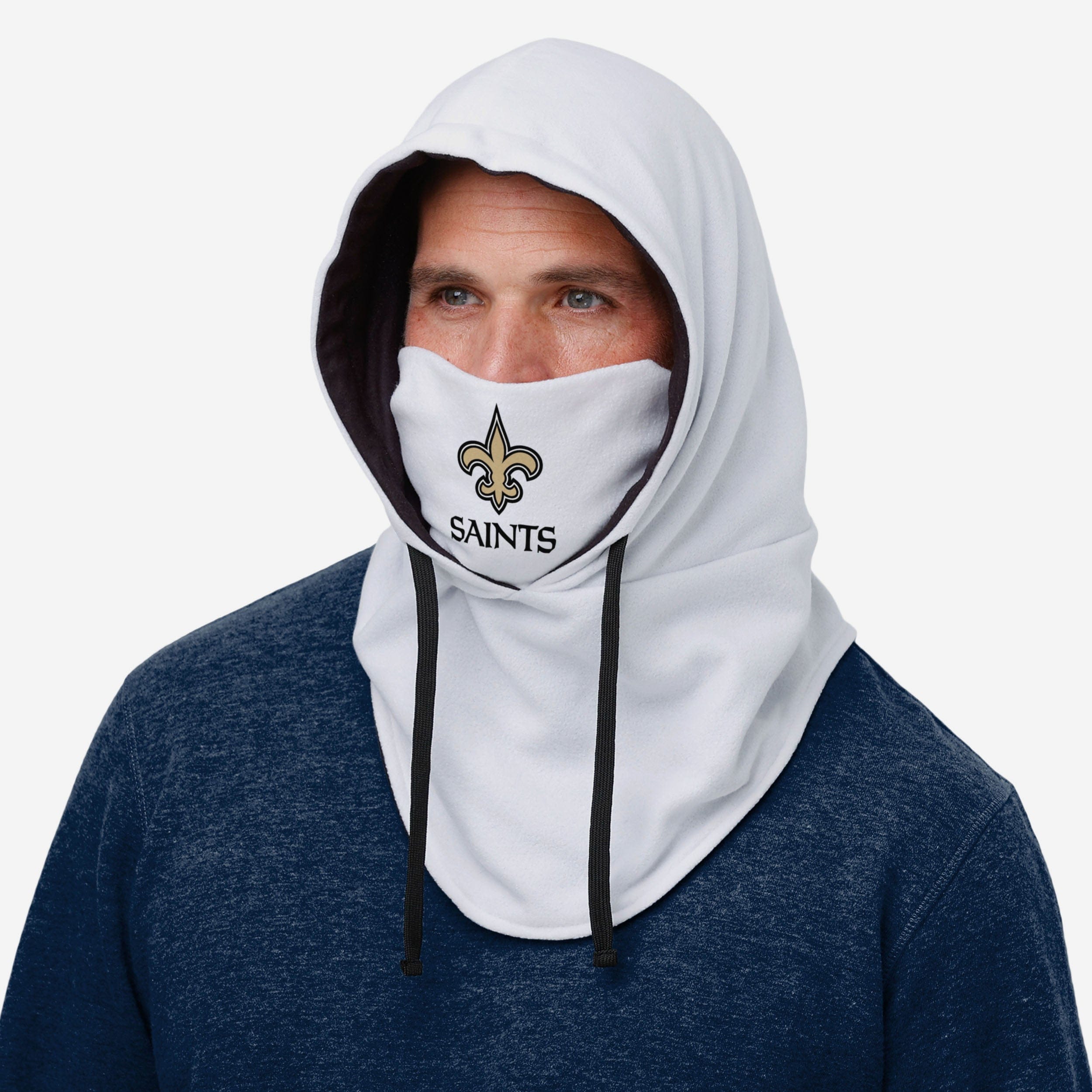 New Orleans Saints White Drawstring Hooded Gaiter - Your Ultimate Winter Essential