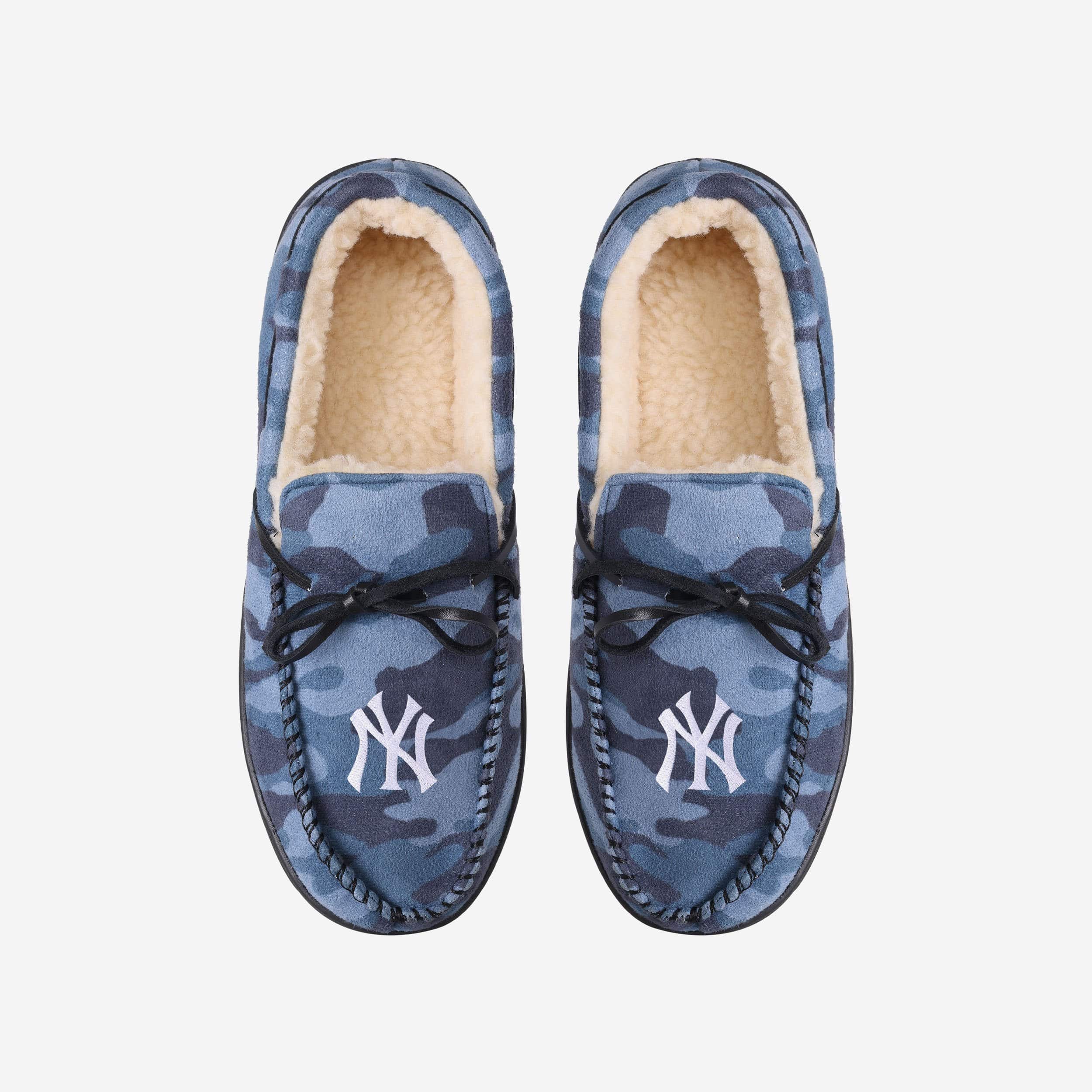 New York Yankees Camo Printed Moccasin Slippers - Show Your Team Spirit!
