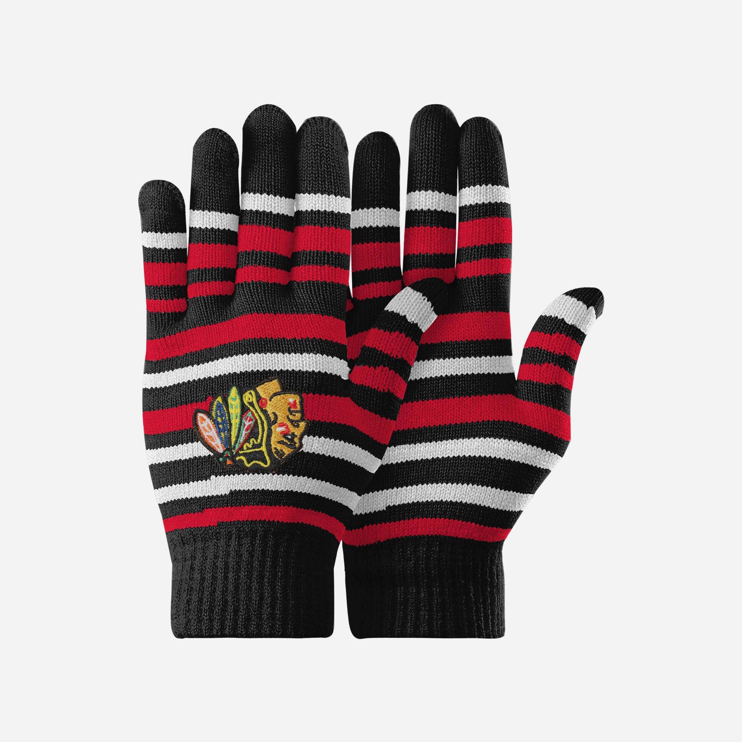 Chicago Blackhawks Stripe Finger Stretch Gloves - Show Your Team Spirit!