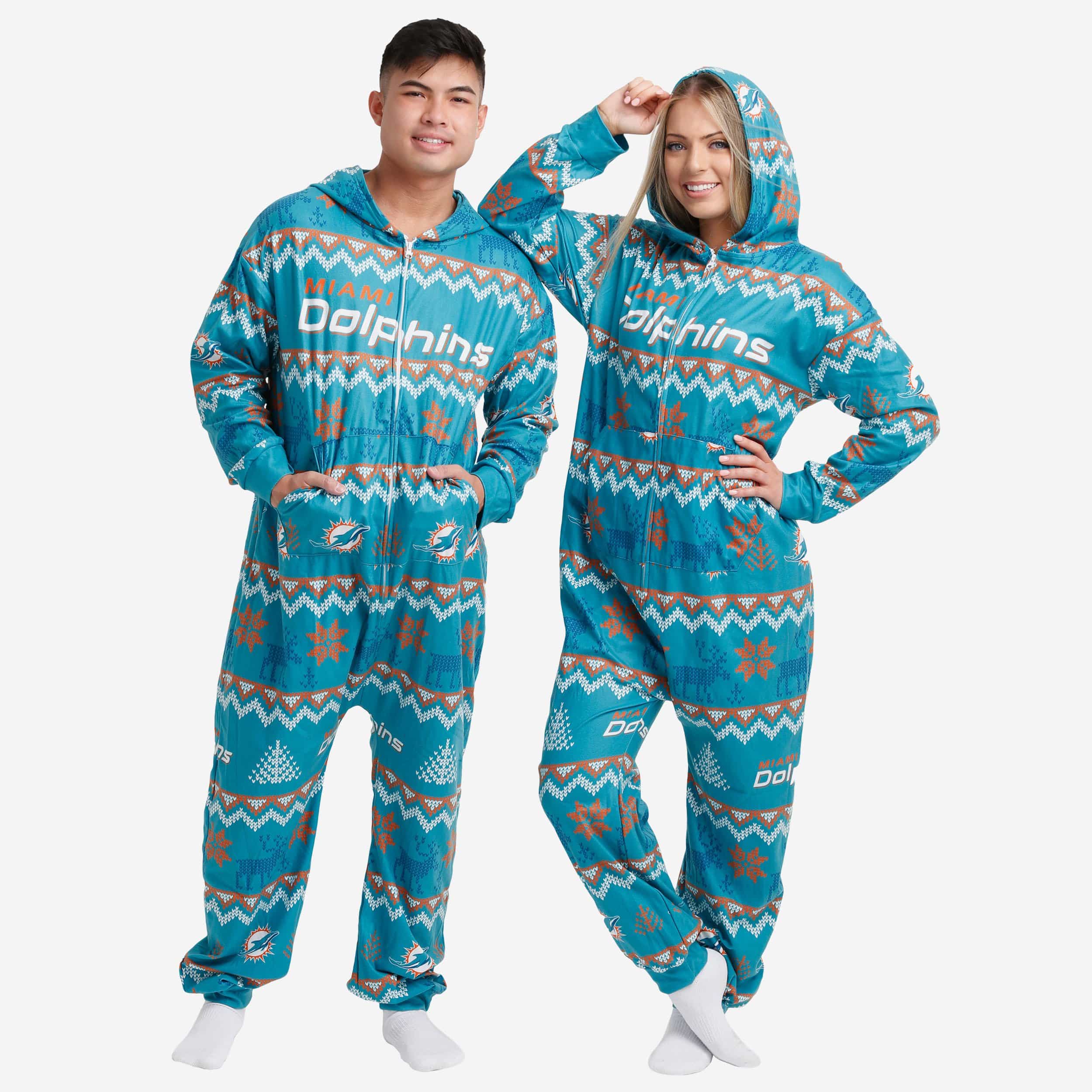 Miami Dolphins Holiday-Ready One Piece Pajamas