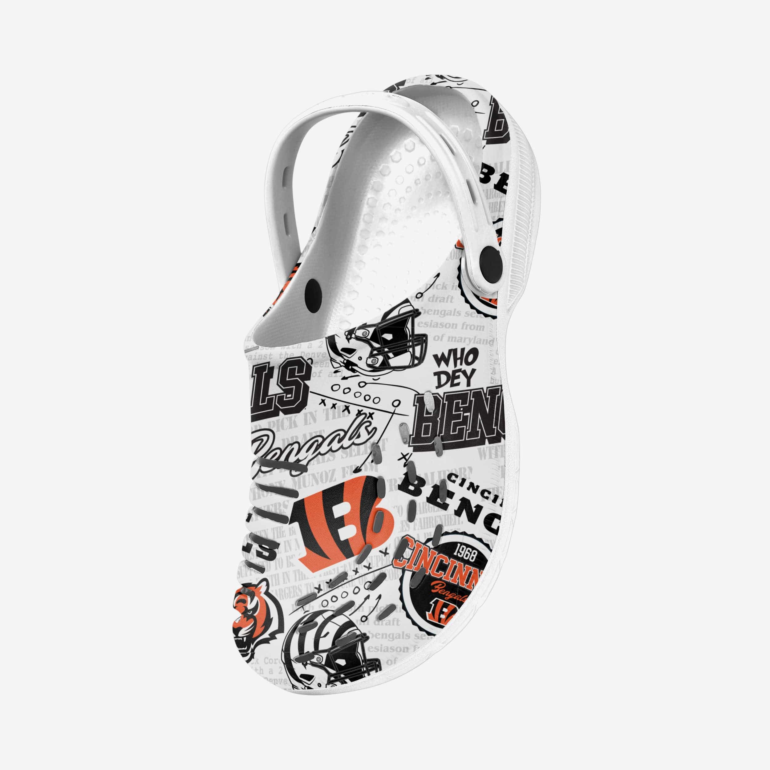 Cincinnati Bengals Iconic Print Clog with Strap - Step into Team History!