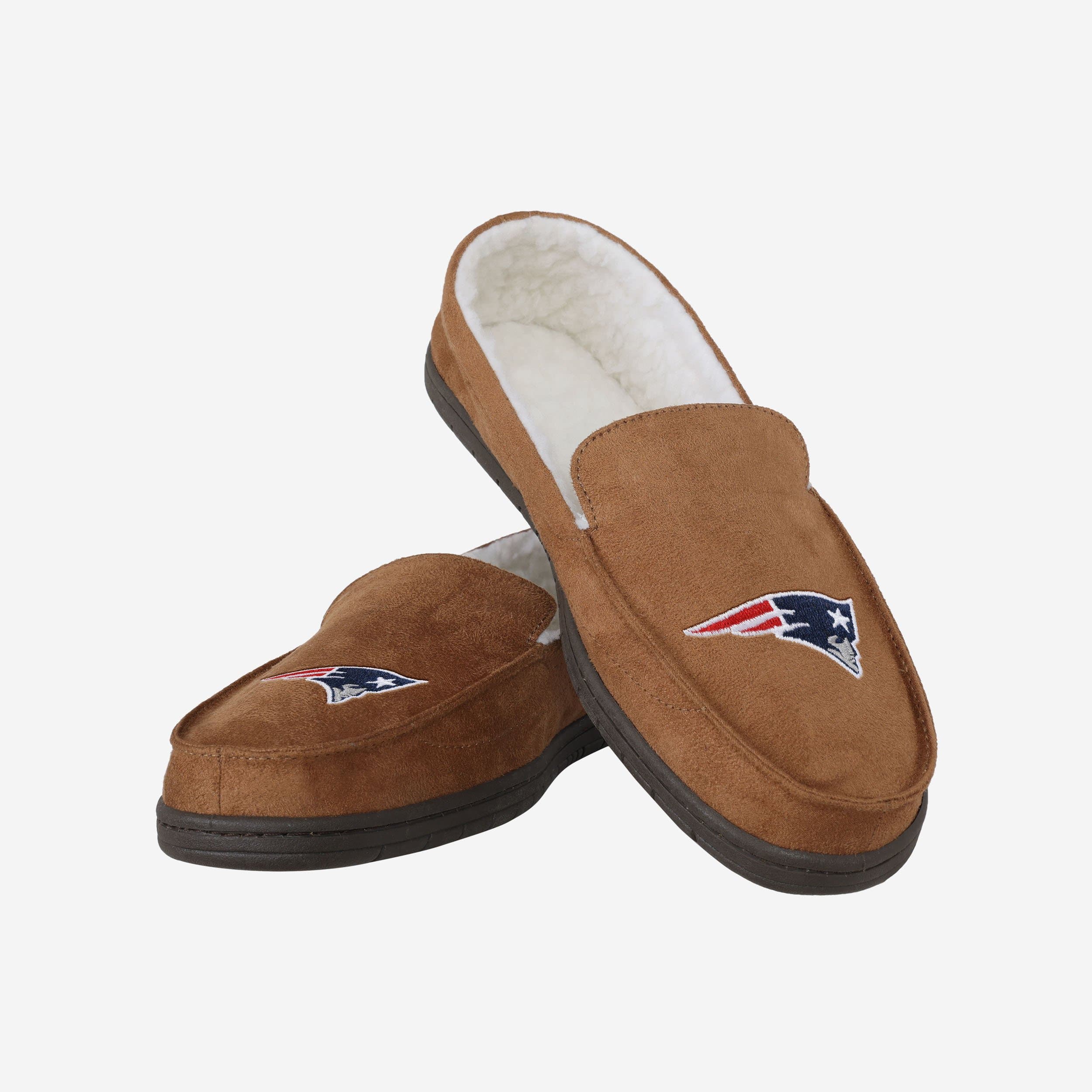 New England Patriots Beige Moccasin Slippers - Stylish Comfort for Fans